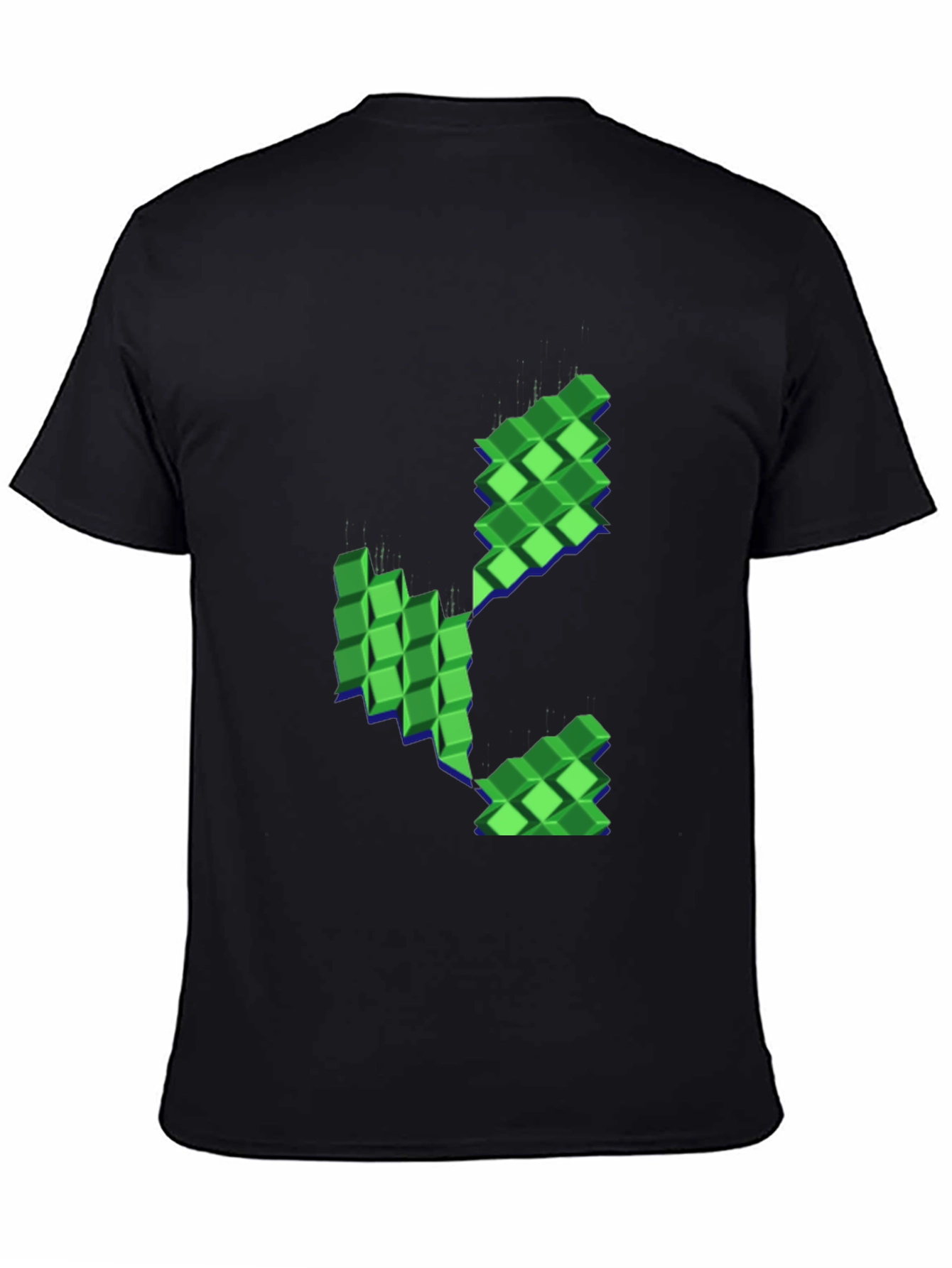 Pixelated Plant Graphic Black T-Shirt