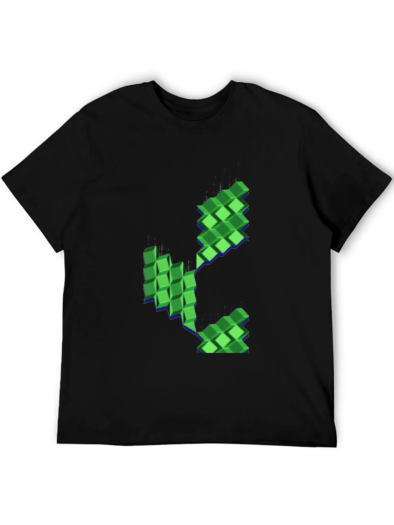 Pixelated Plant Graphic Black T-Shirt