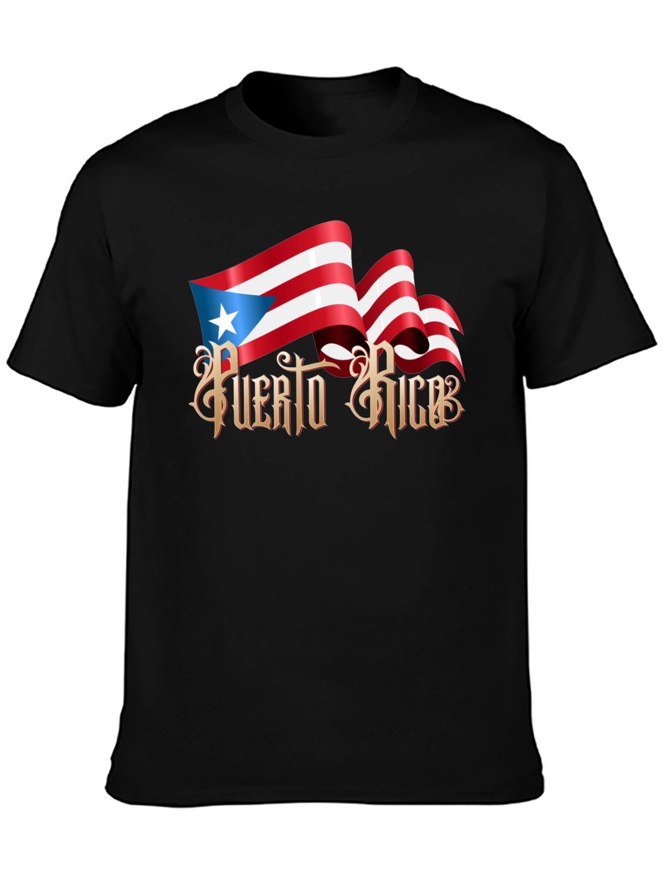 Puerto Rico Flag Graphic T-Shirt - Black