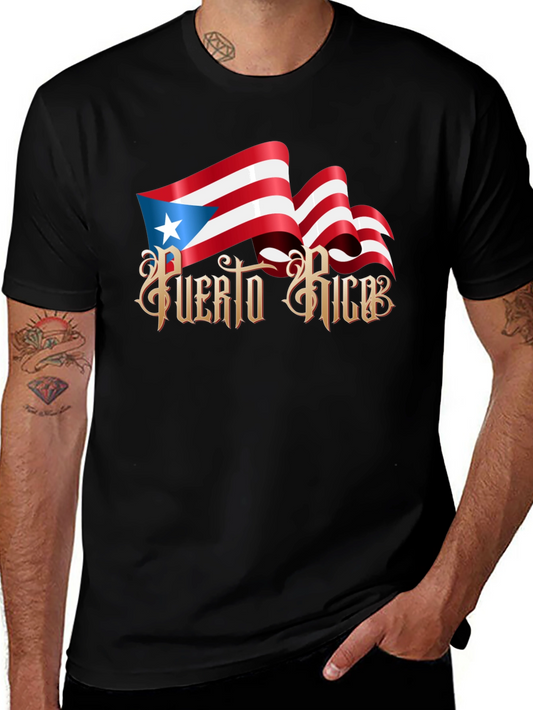 Puerto Rico Flag Graphic T-Shirt - Black