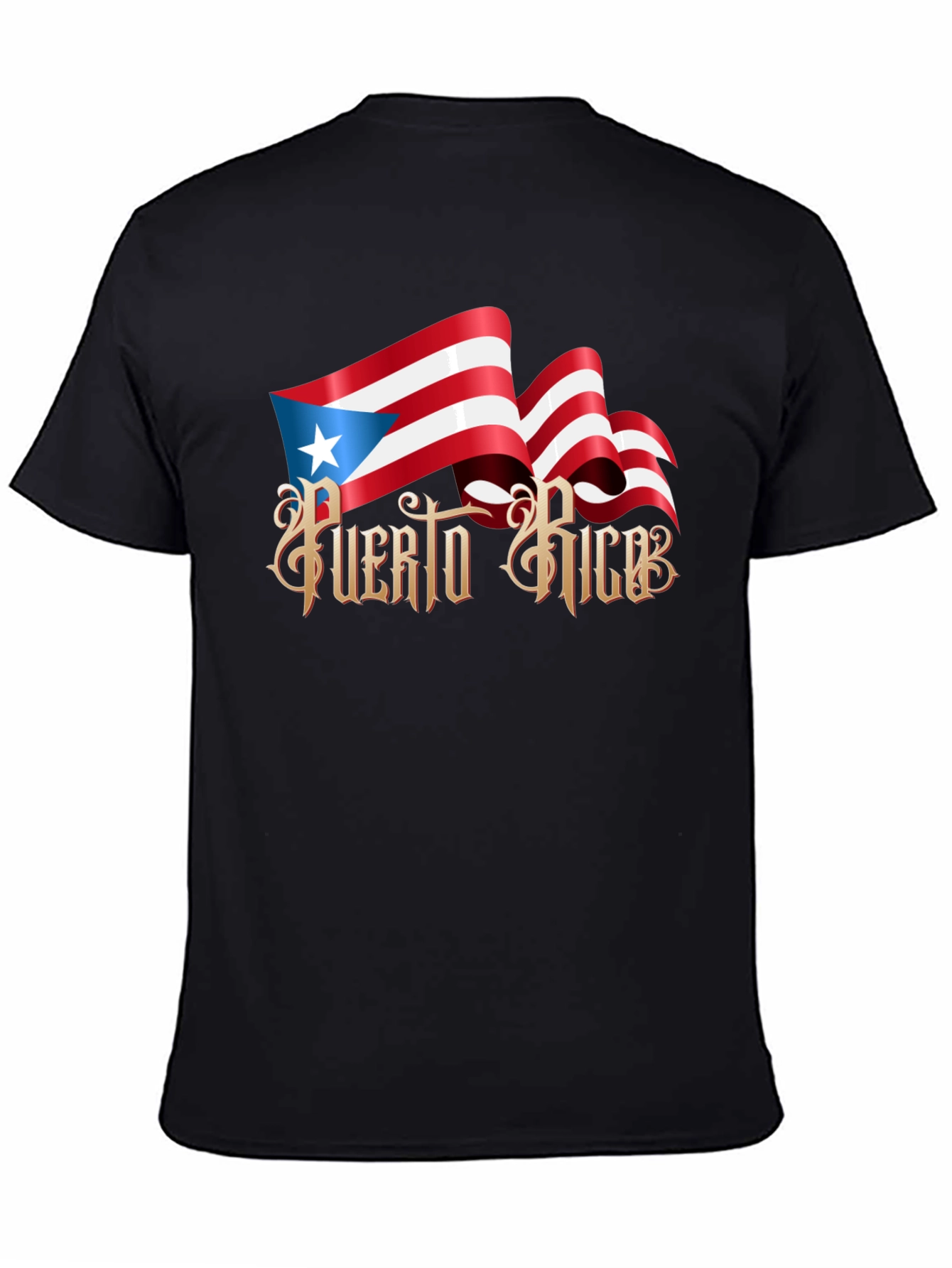 Puerto Rico Flag Graphic T-Shirt - Black