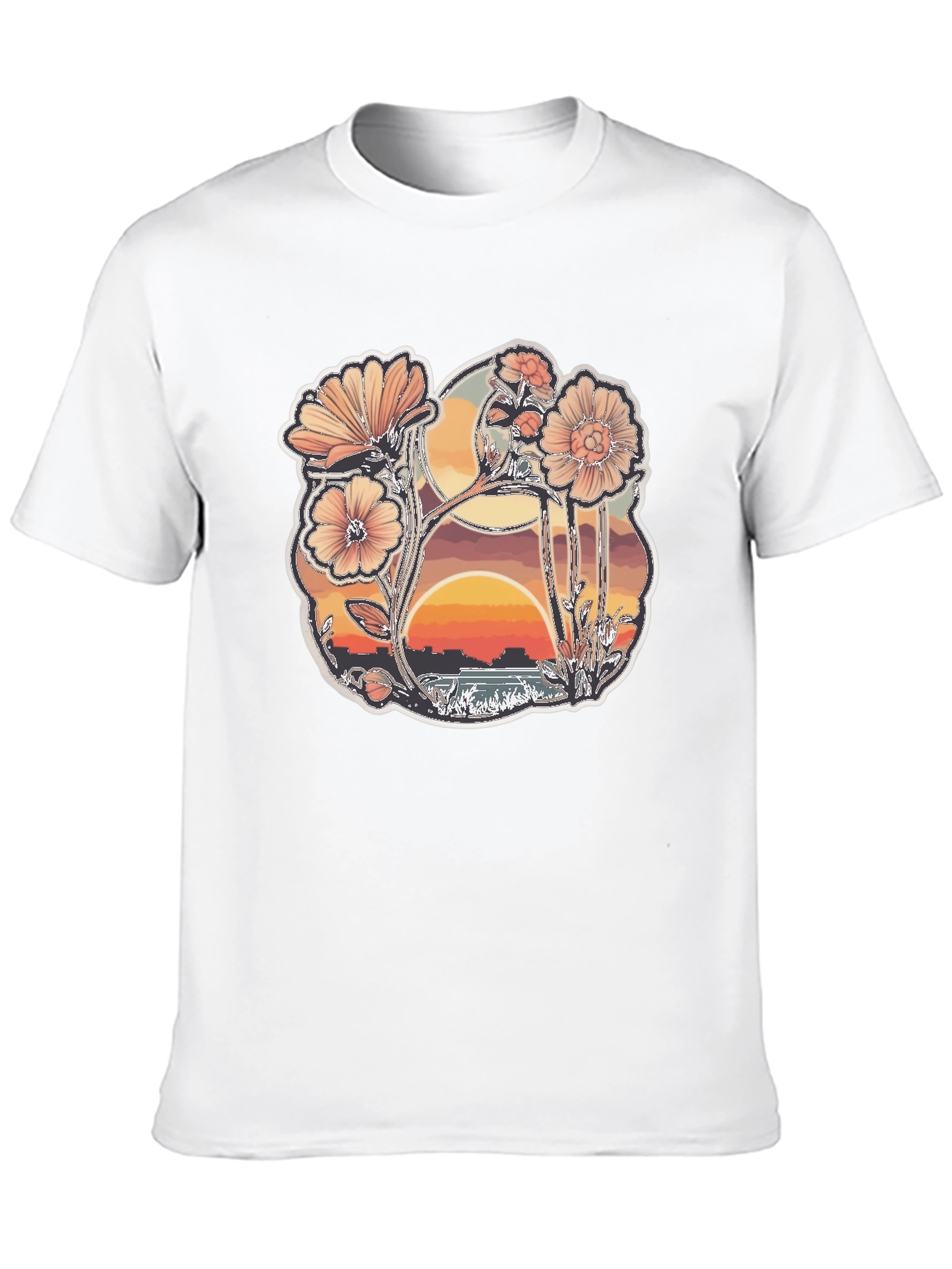 Floral Sunset Graphic Black T-Shirt