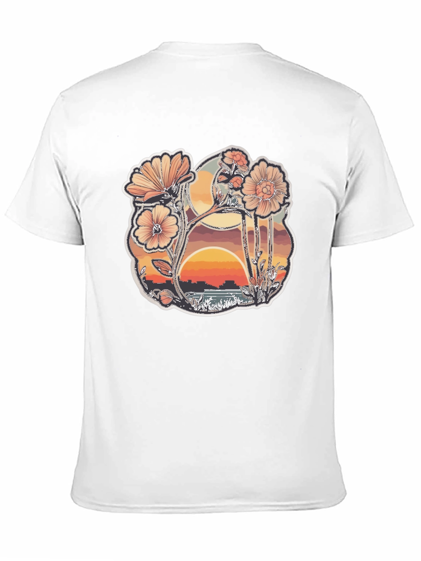 Floral Sunset Graphic Black T-Shirt