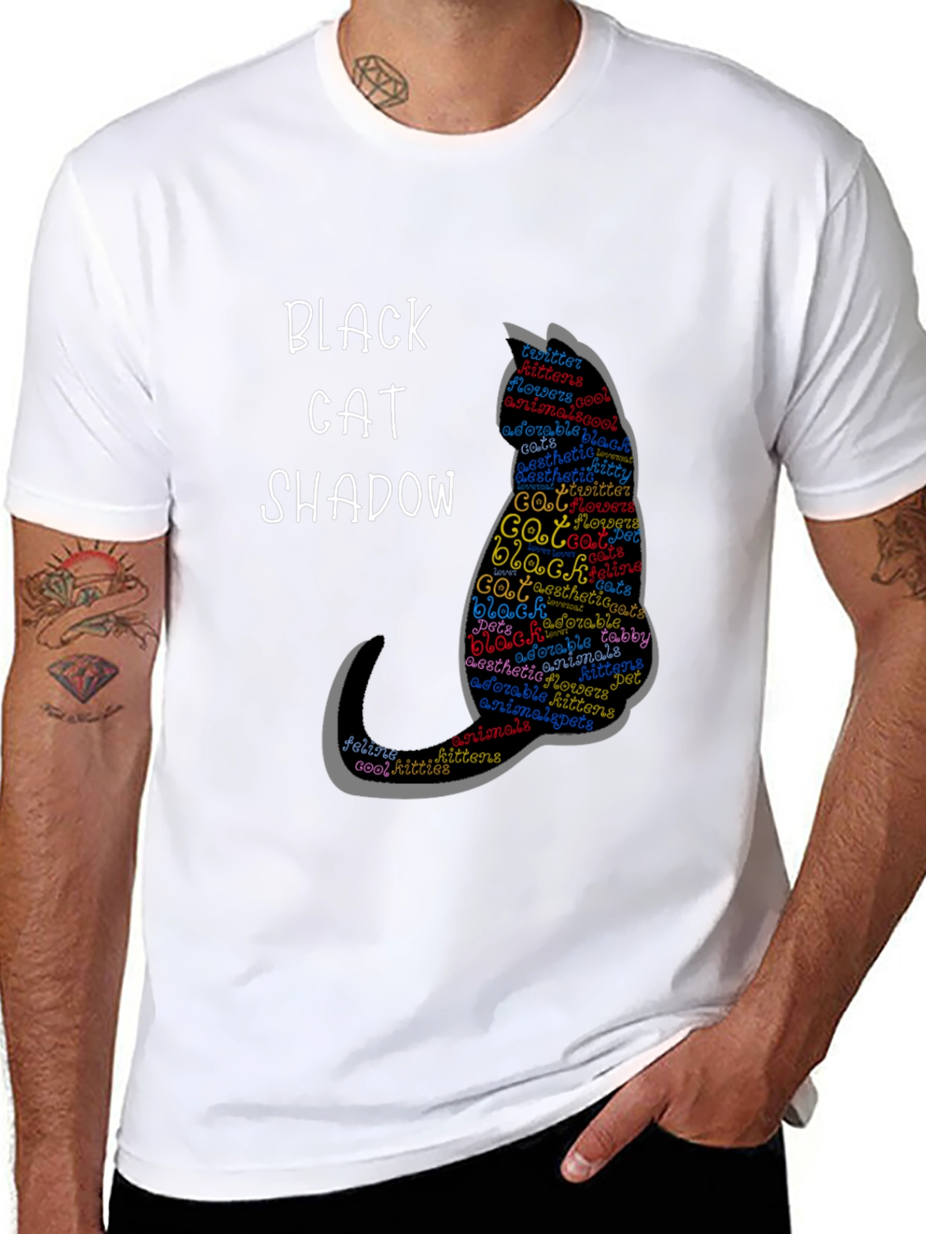 Black Cat Shadow Graphic T-Shirt