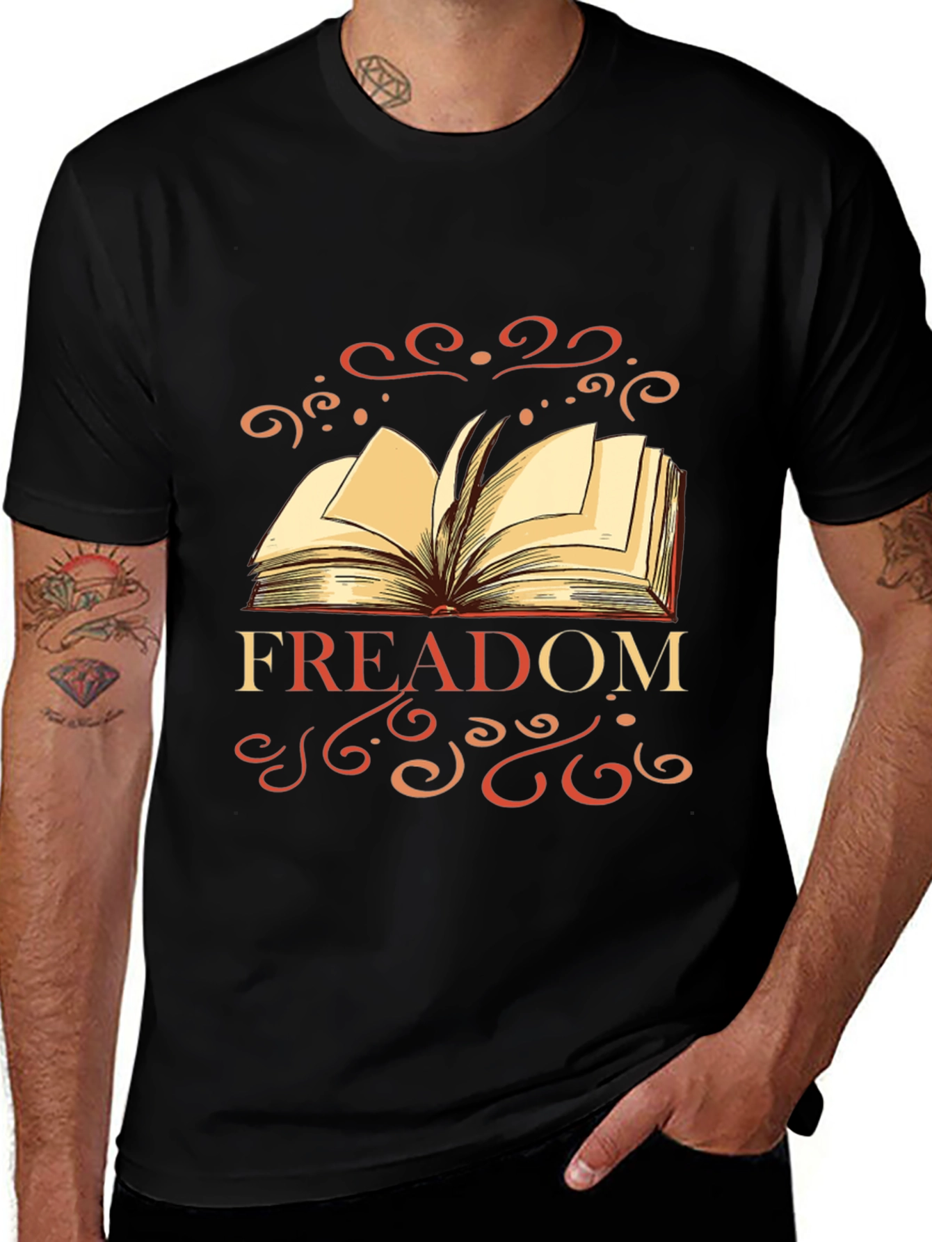 FREADOM Book Graphic Tee - Black Cotton Blend T-Shirt