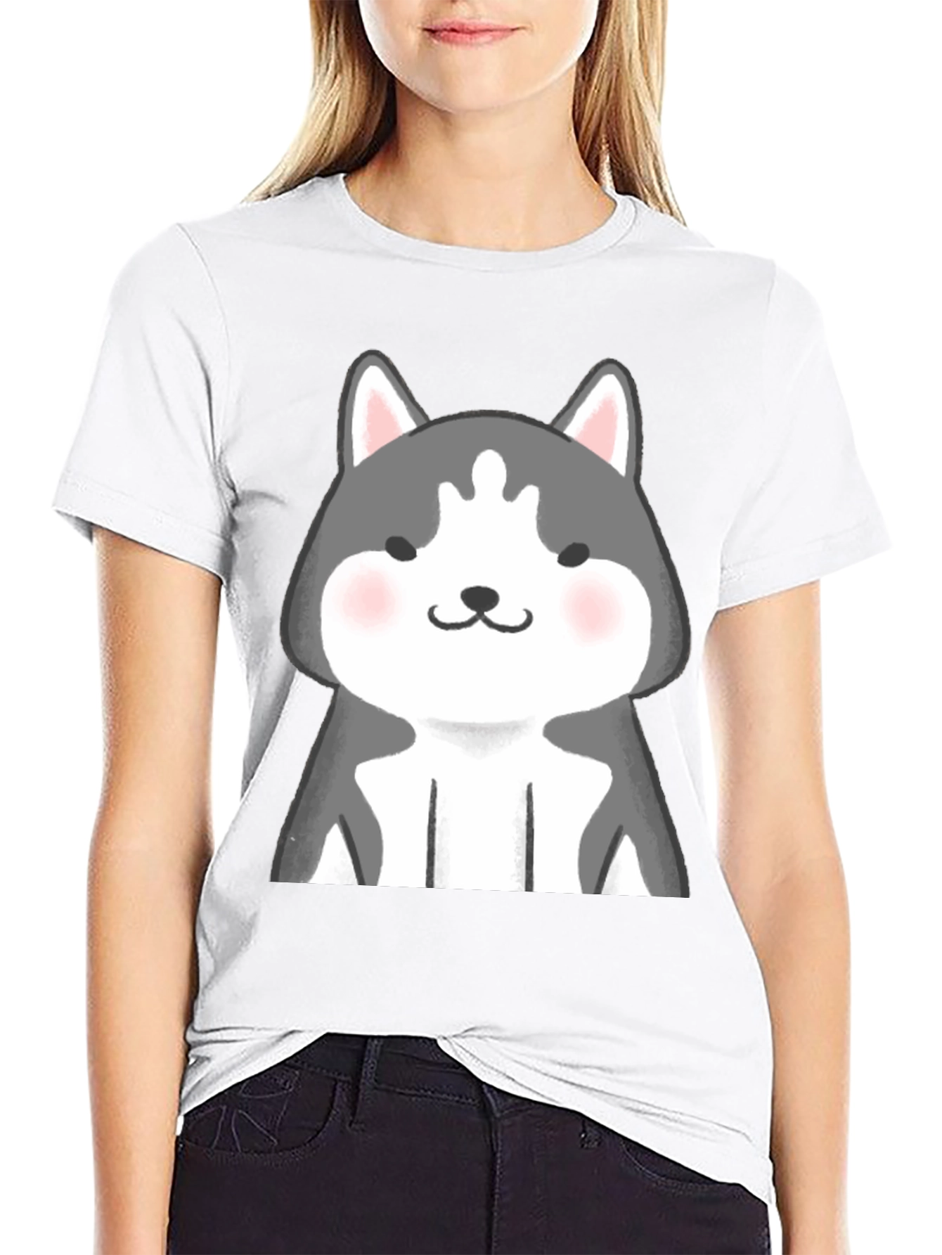 Cute Husky Graphic Black T-Shirt