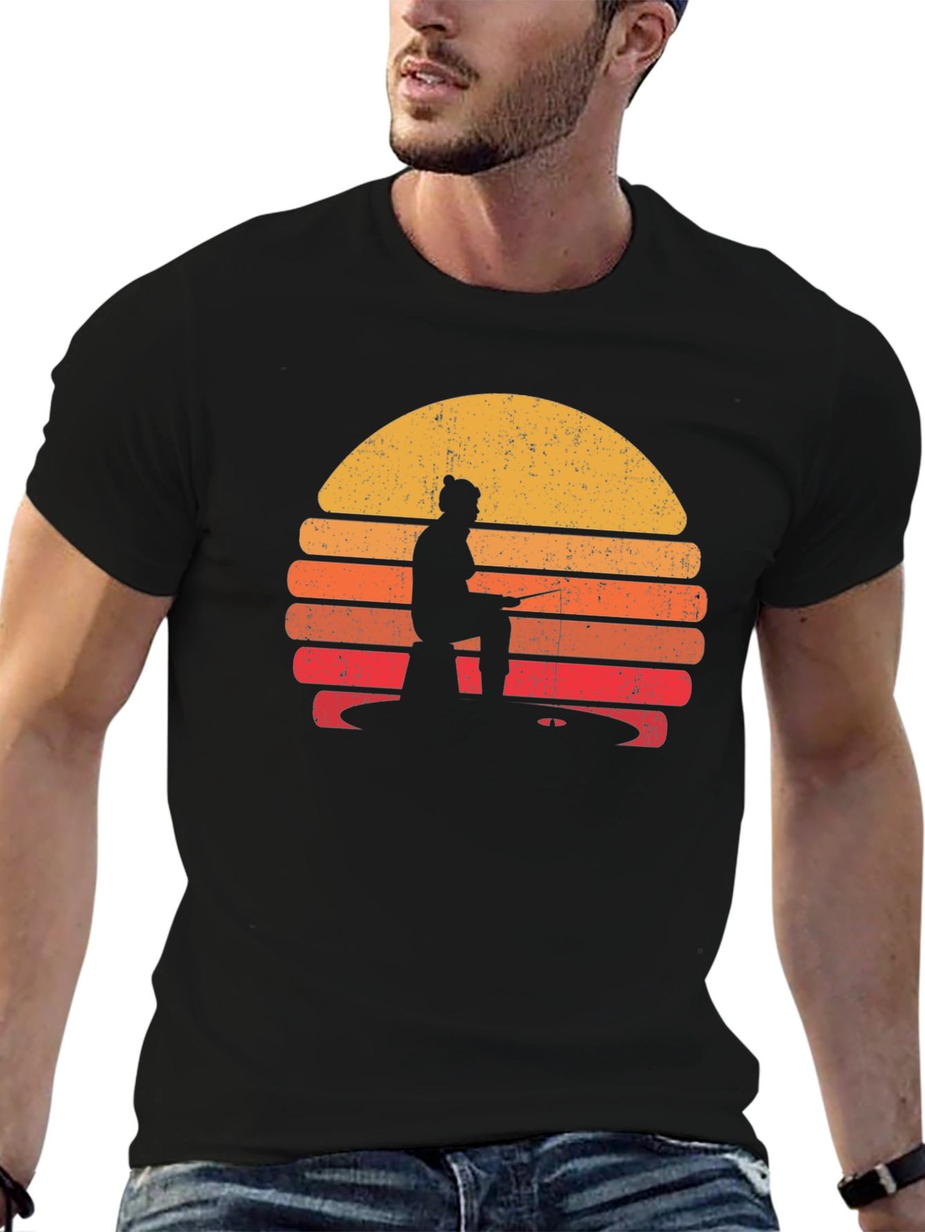 Retro Fishing Sunset T-Shirt