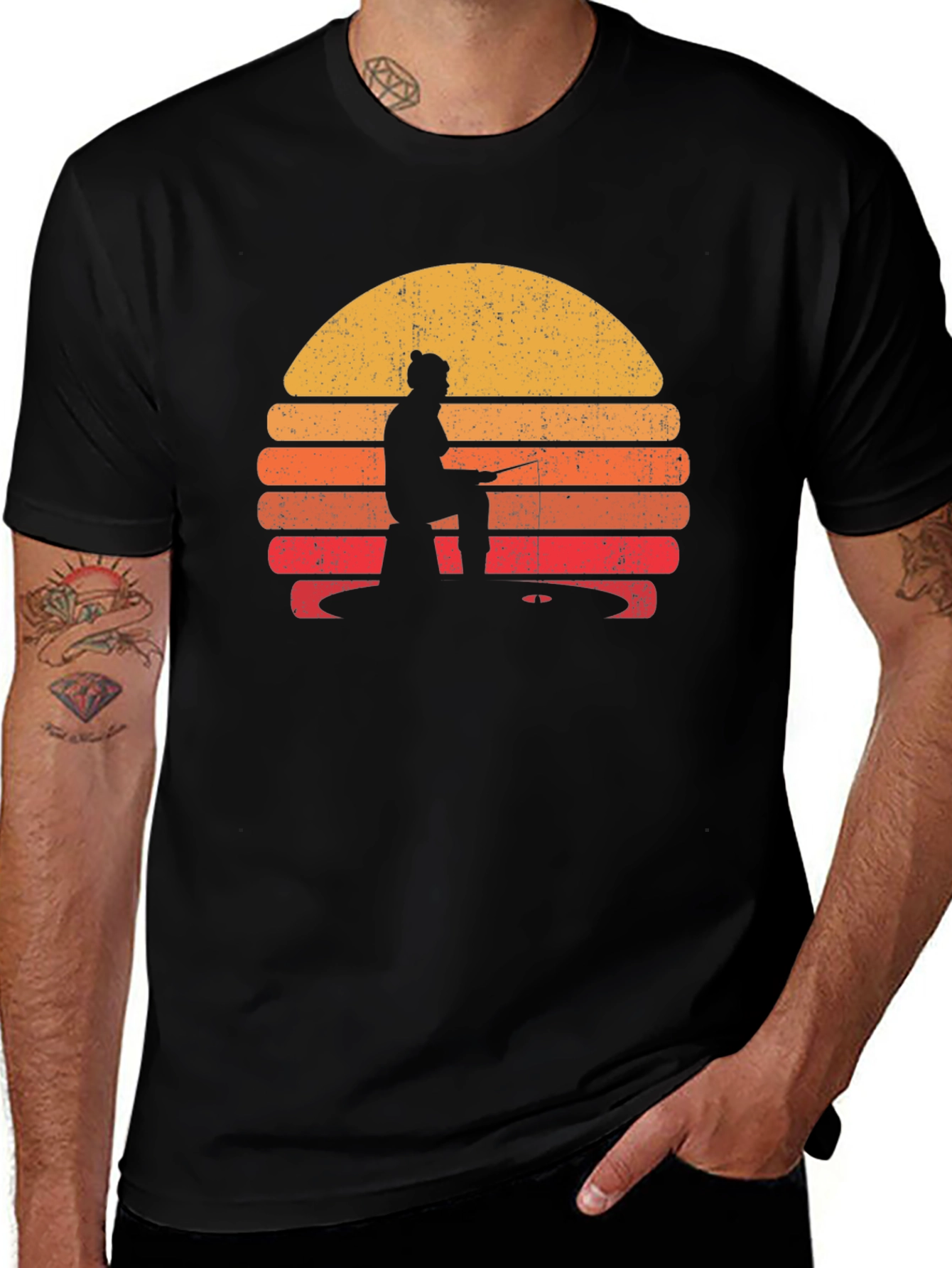 Retro Fishing Sunset T-Shirt