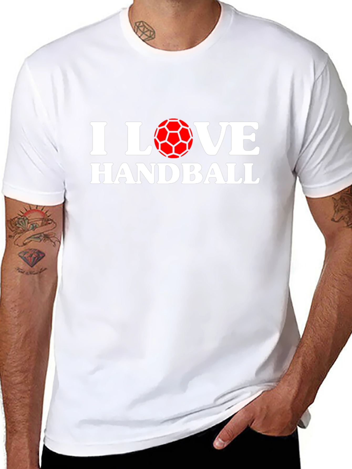 I Love Handball Graphic T-Shirt - Black Cotton Tee