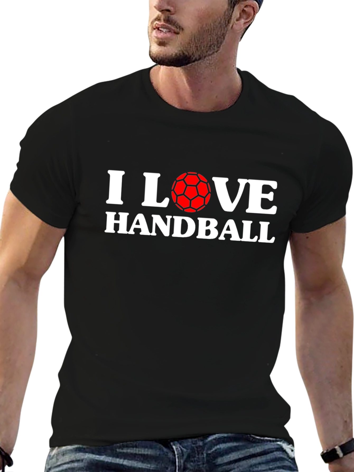 I Love Handball Graphic T-Shirt - Black Cotton Tee
