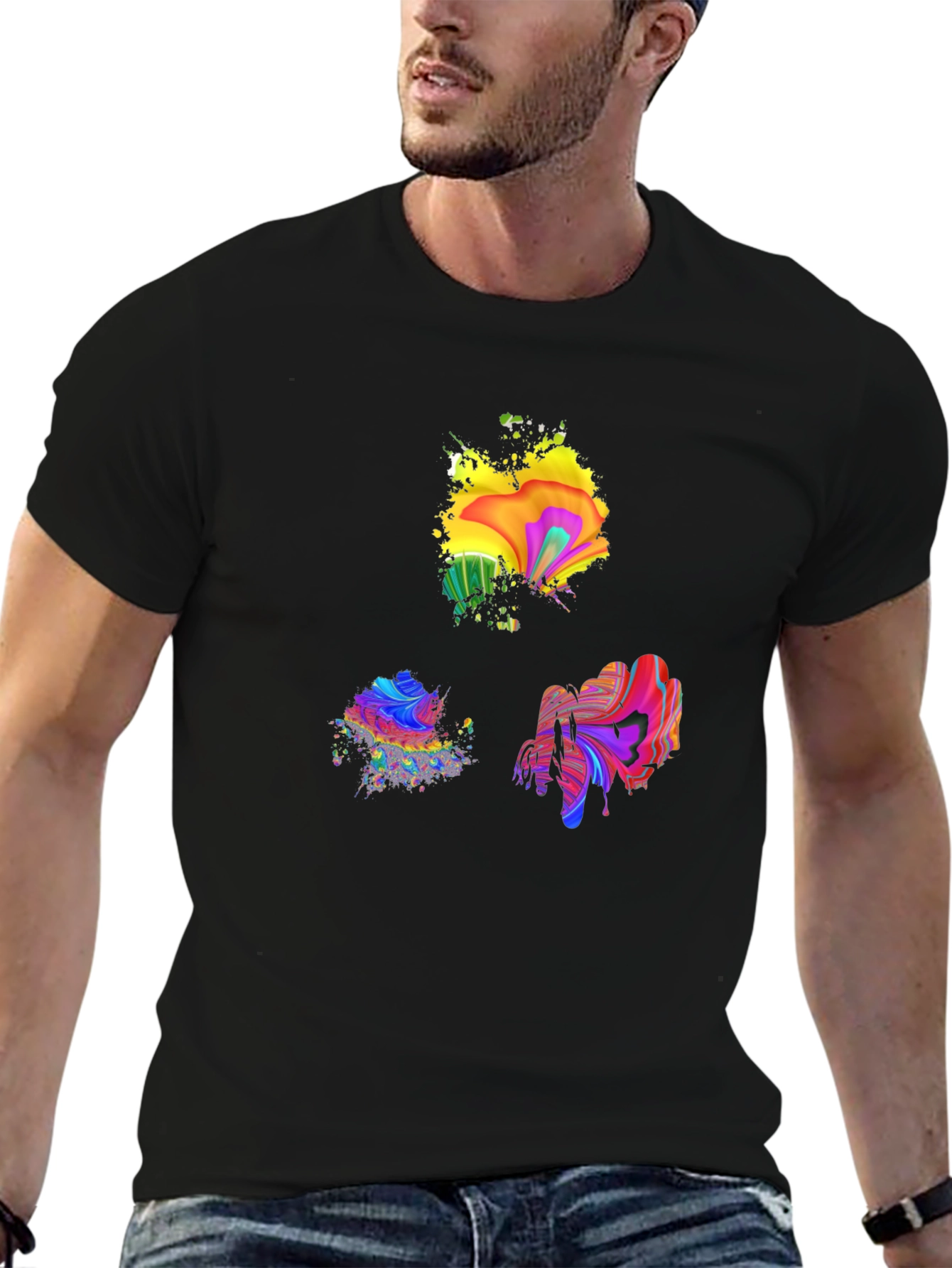 Abstract Art Splatter Black T-Shirt