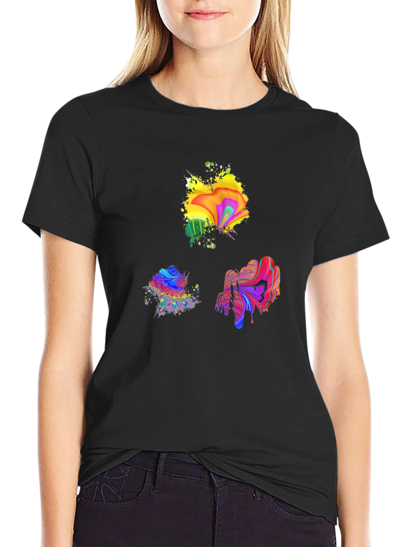 Abstract Art Splatter Black T-Shirt