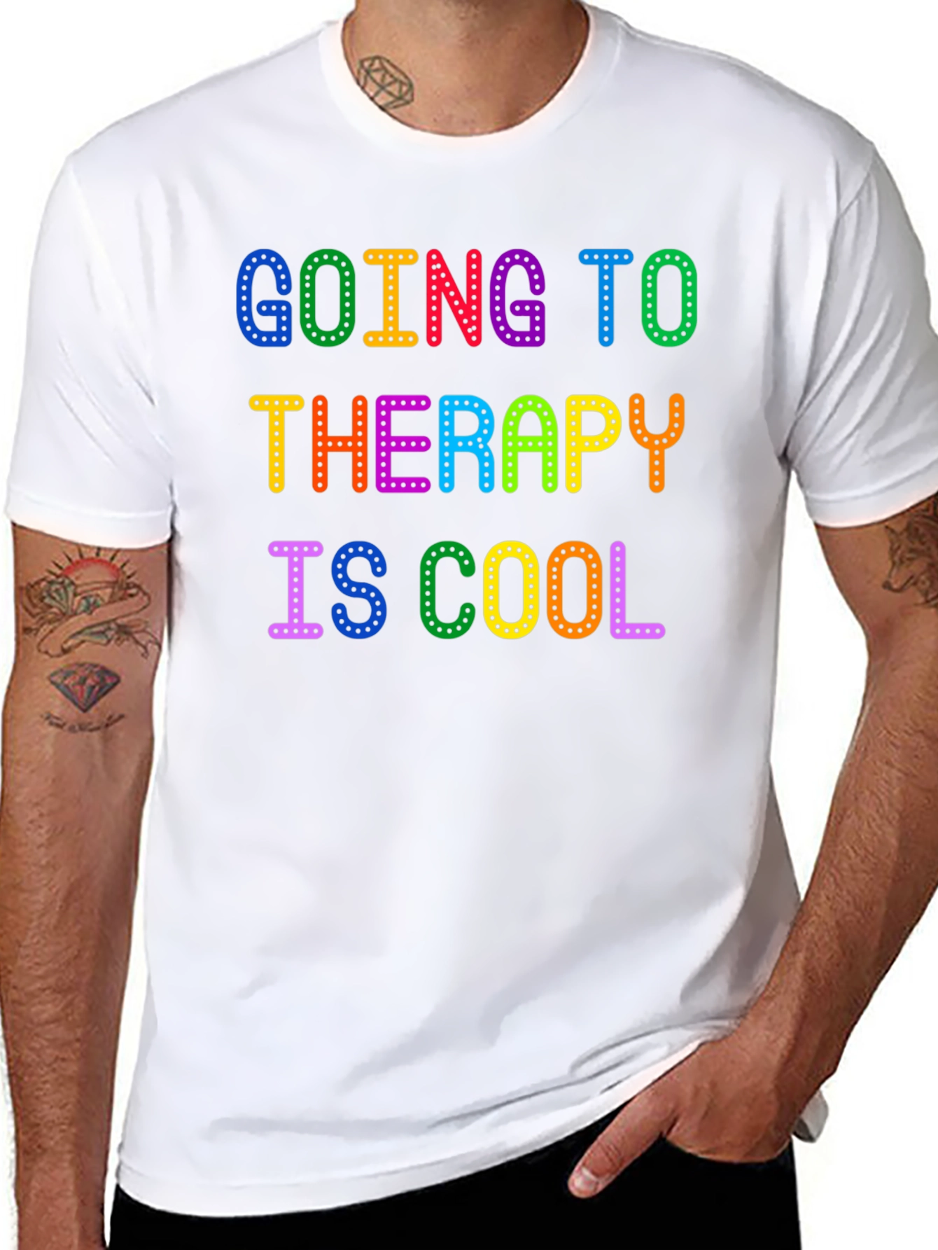 Therapy is Cool Rainbow Text T-Shirt