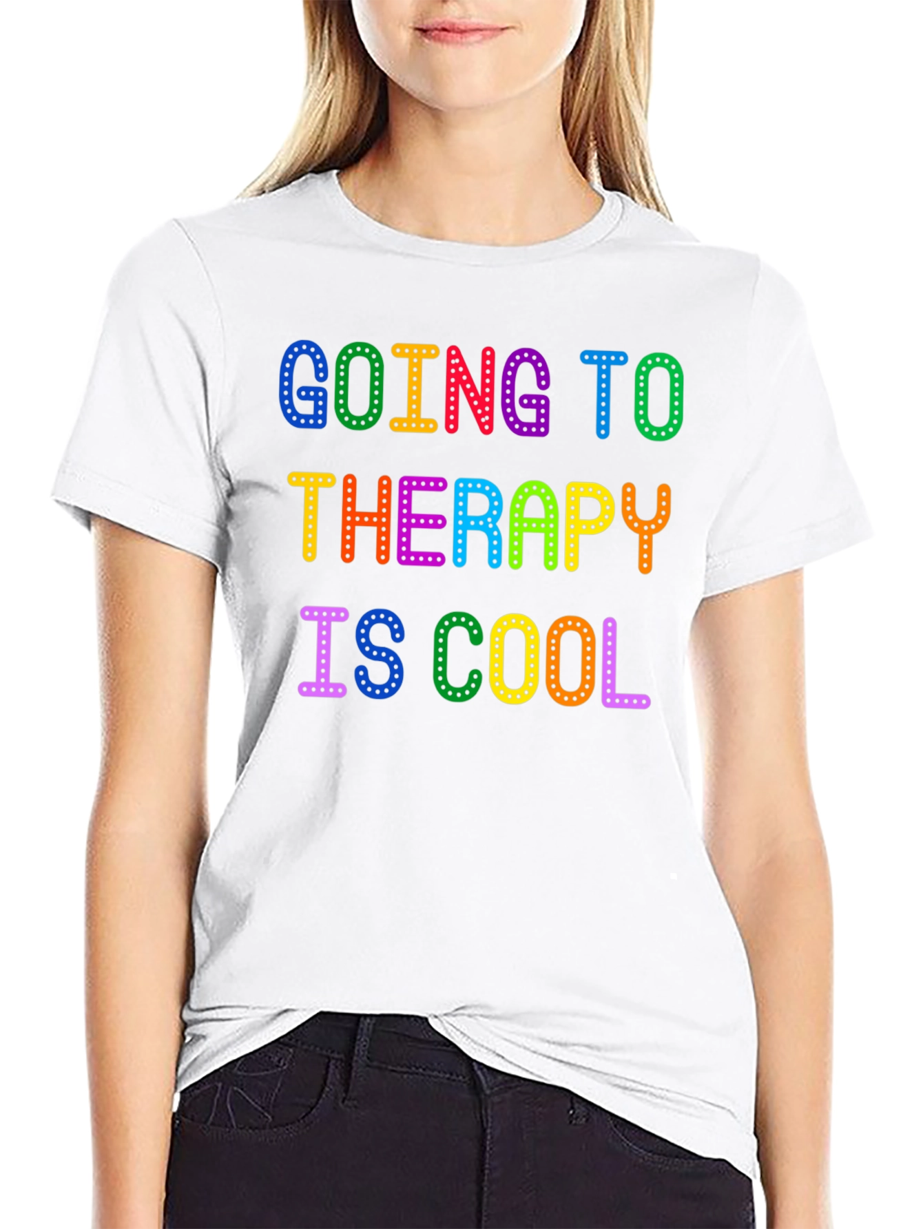 Therapy is Cool Rainbow Text T-Shirt