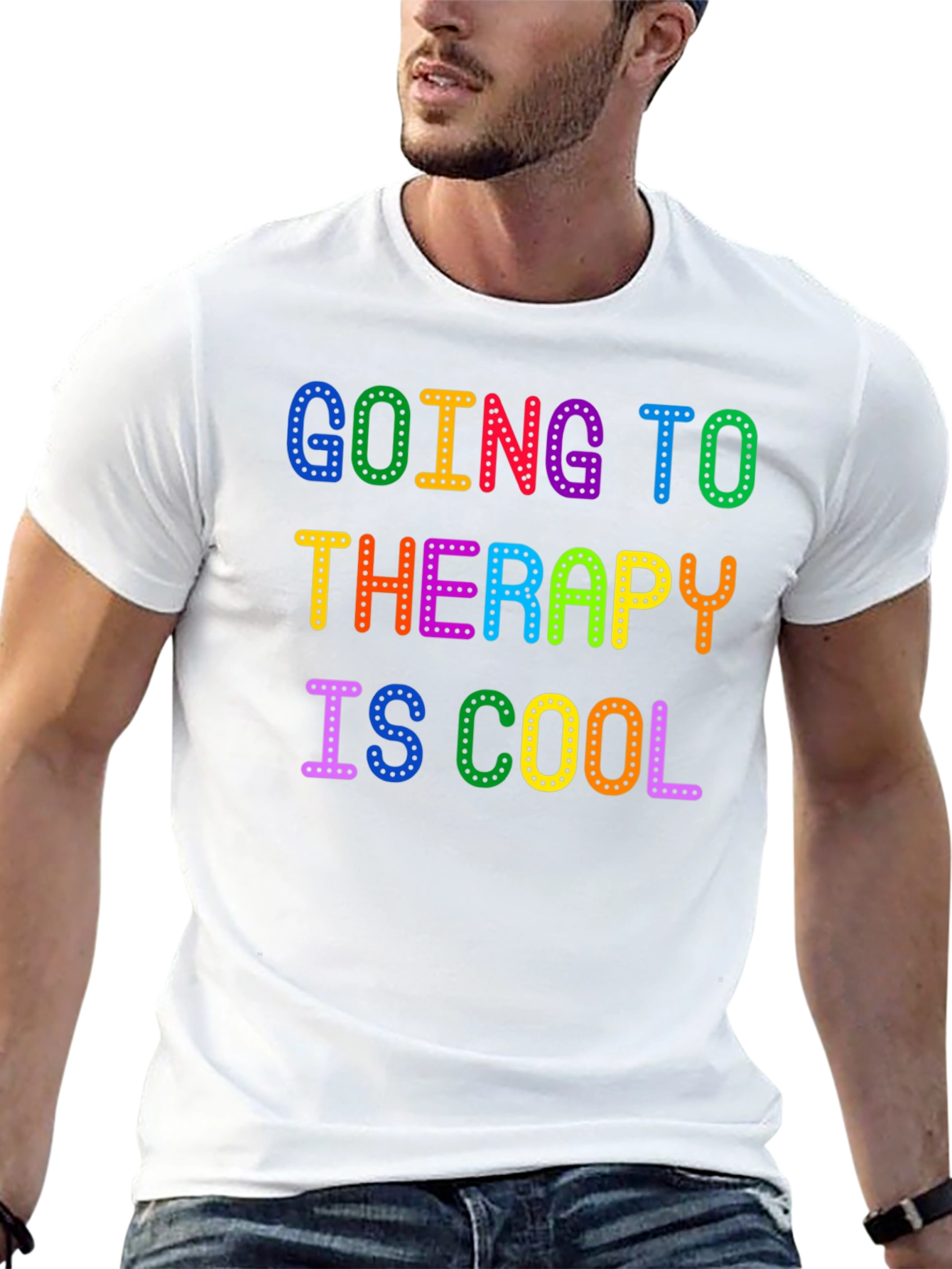 Therapy is Cool Rainbow Text T-Shirt