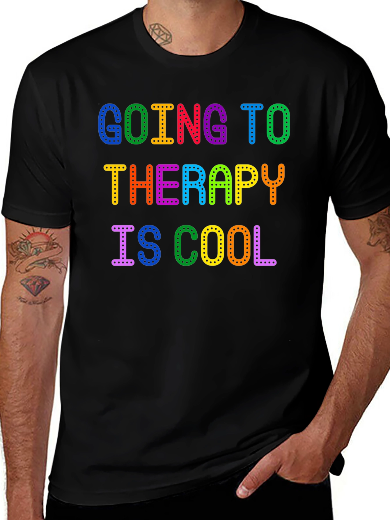 Therapy is Cool Rainbow Text T-Shirt