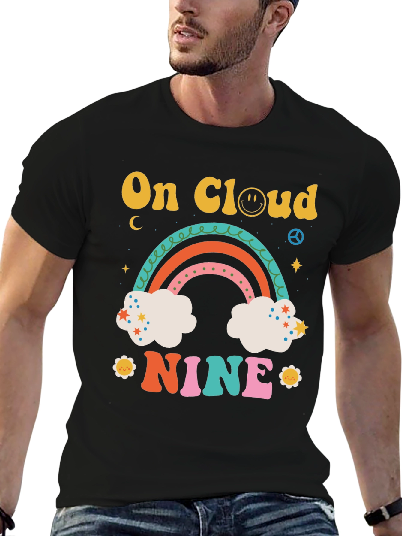On Cloud Nine Graphic Tee Retro Rainbow