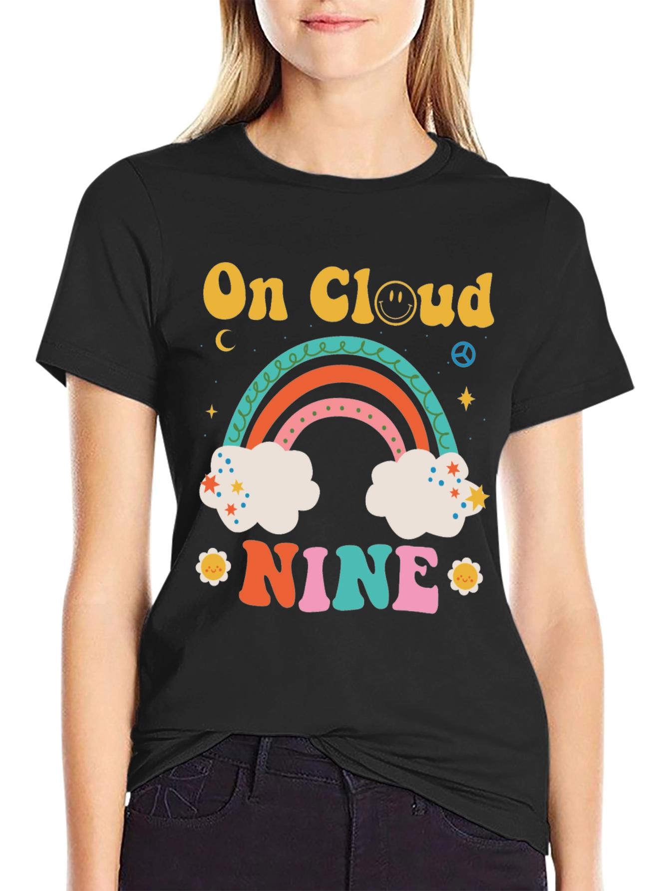 On Cloud Nine Graphic Tee Retro Rainbow