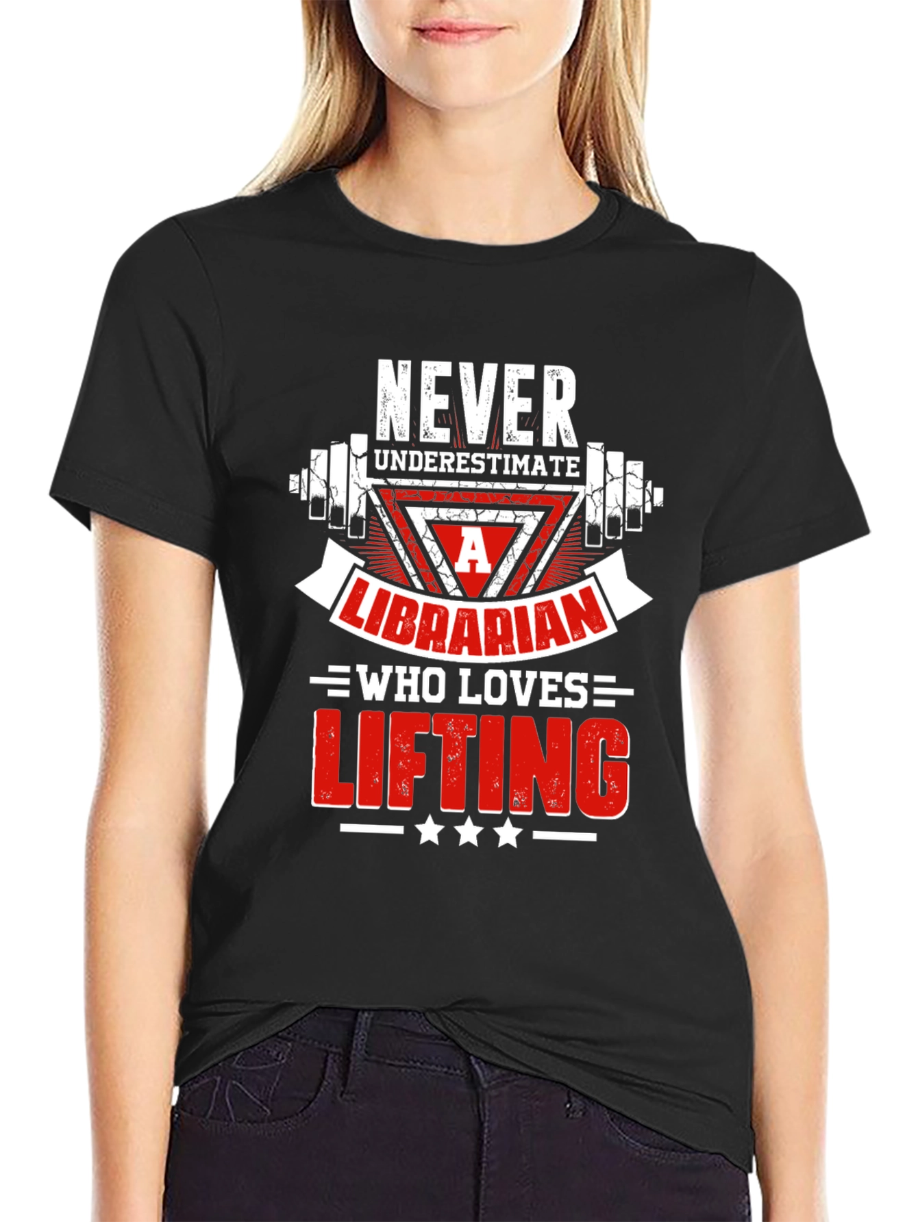 Never Underestimate a Librarian Lifting Graphic T-Shirt