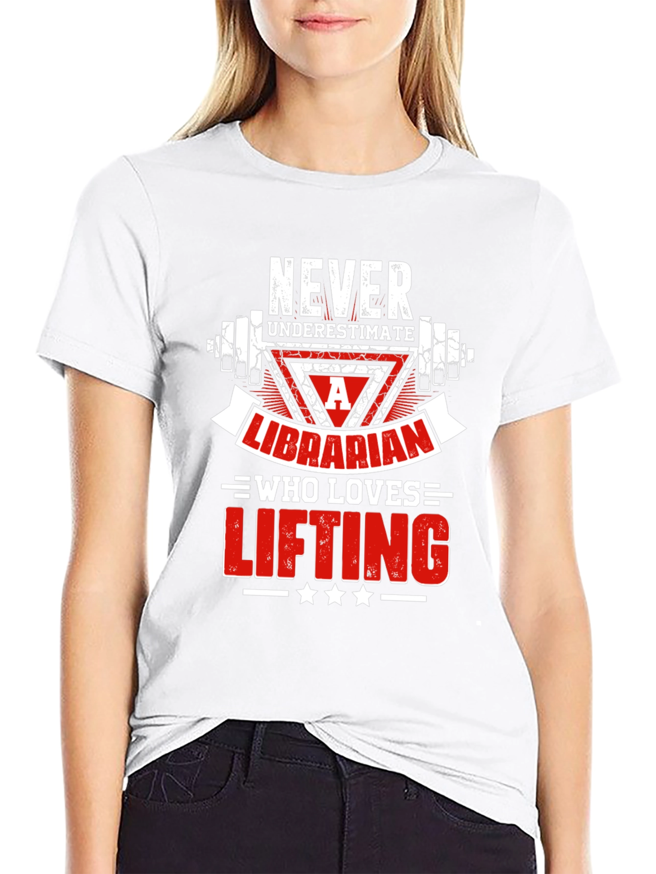 Never Underestimate a Librarian Lifting Graphic T-Shirt