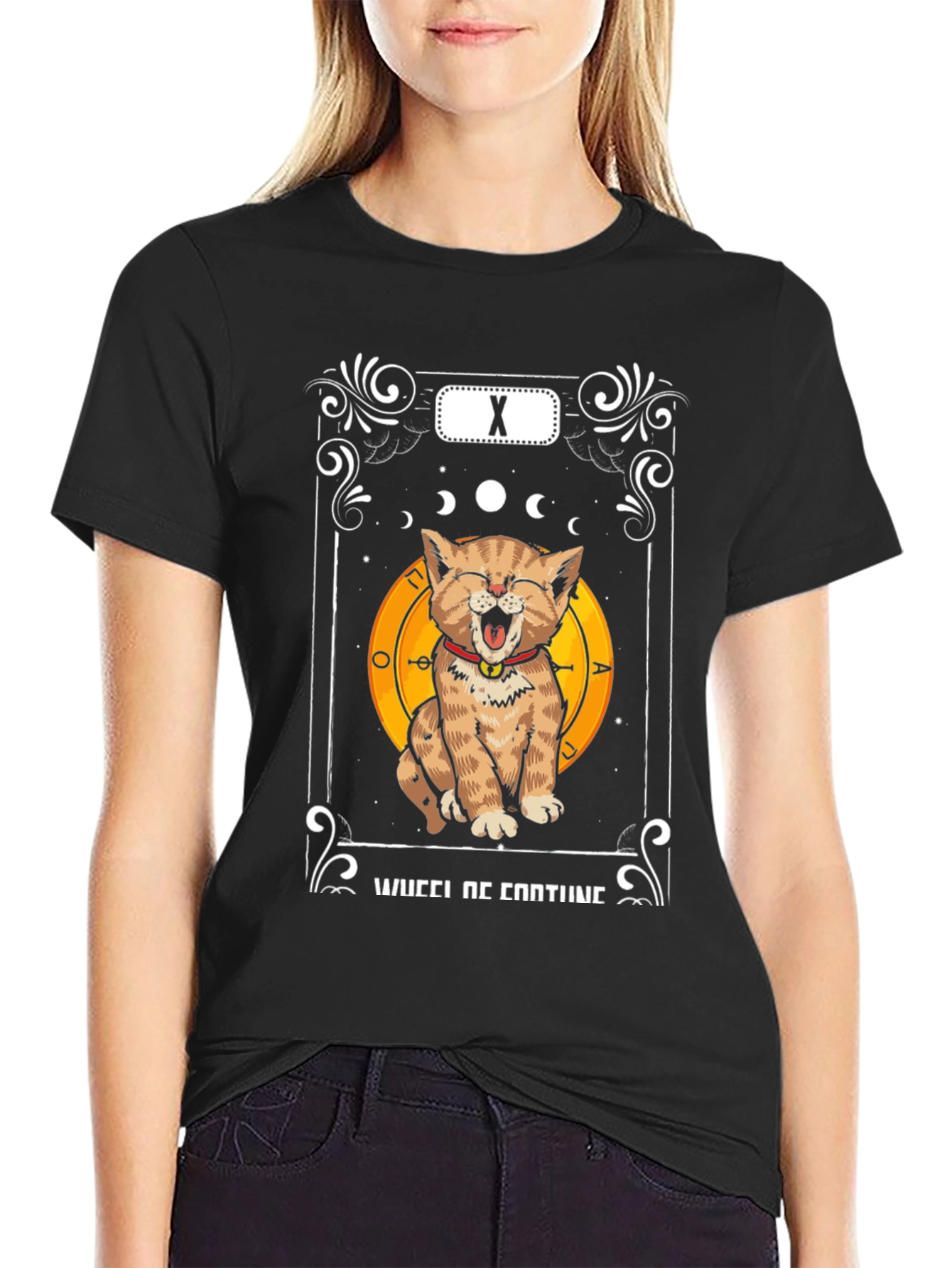 Funny Cat Tarot Card Wheel of Fortune T-Shirt