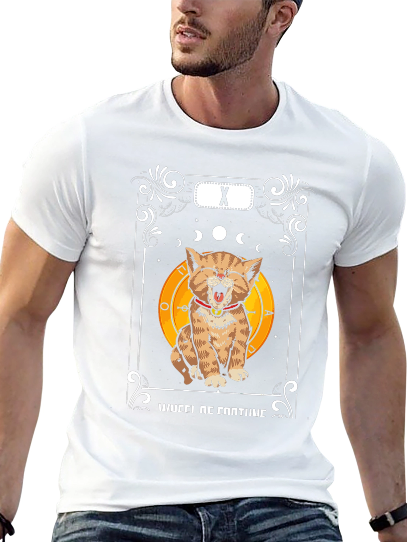 Funny Cat Tarot Card Wheel of Fortune T-Shirt