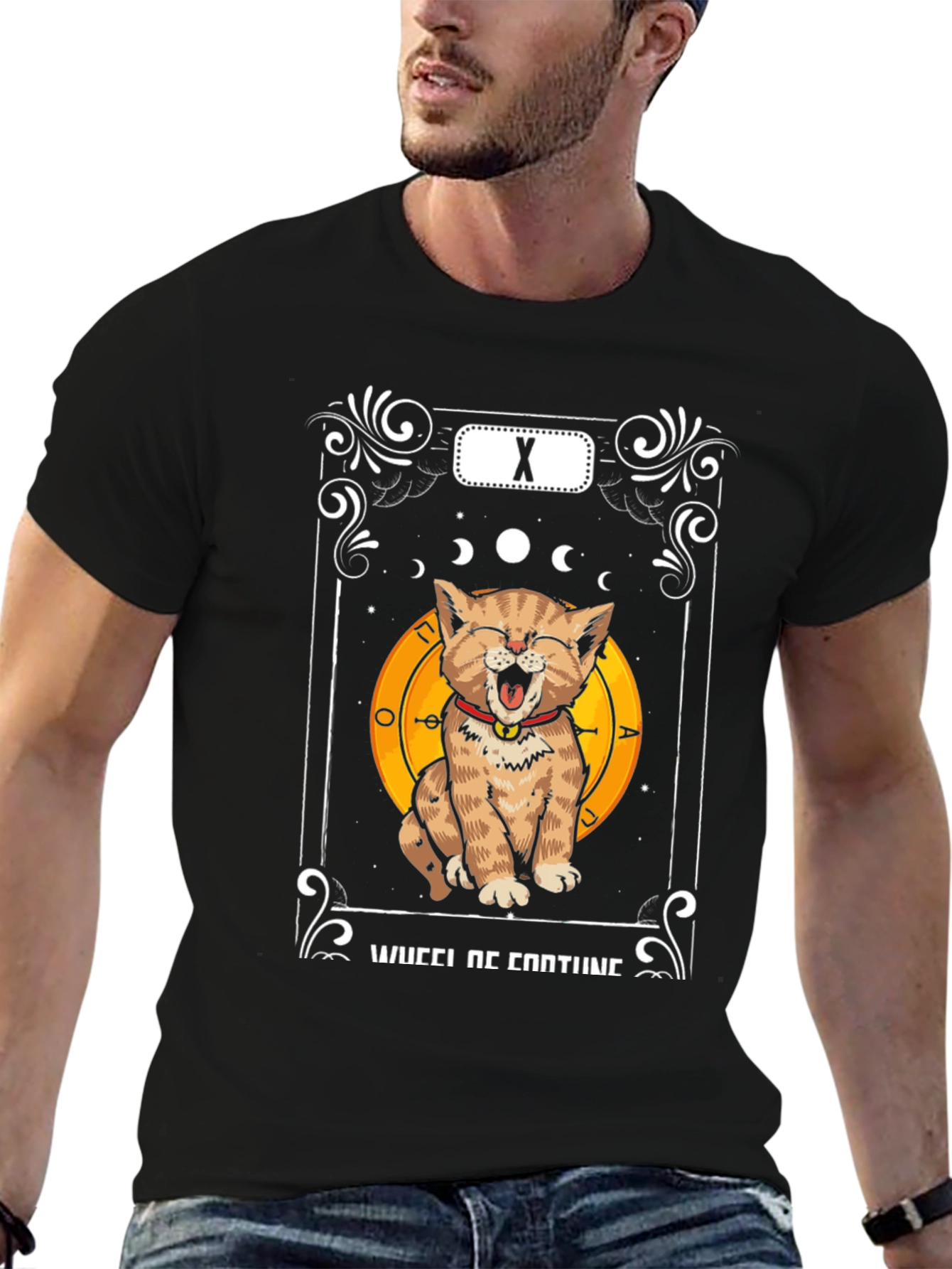 Funny Cat Tarot Card Wheel of Fortune T-Shirt