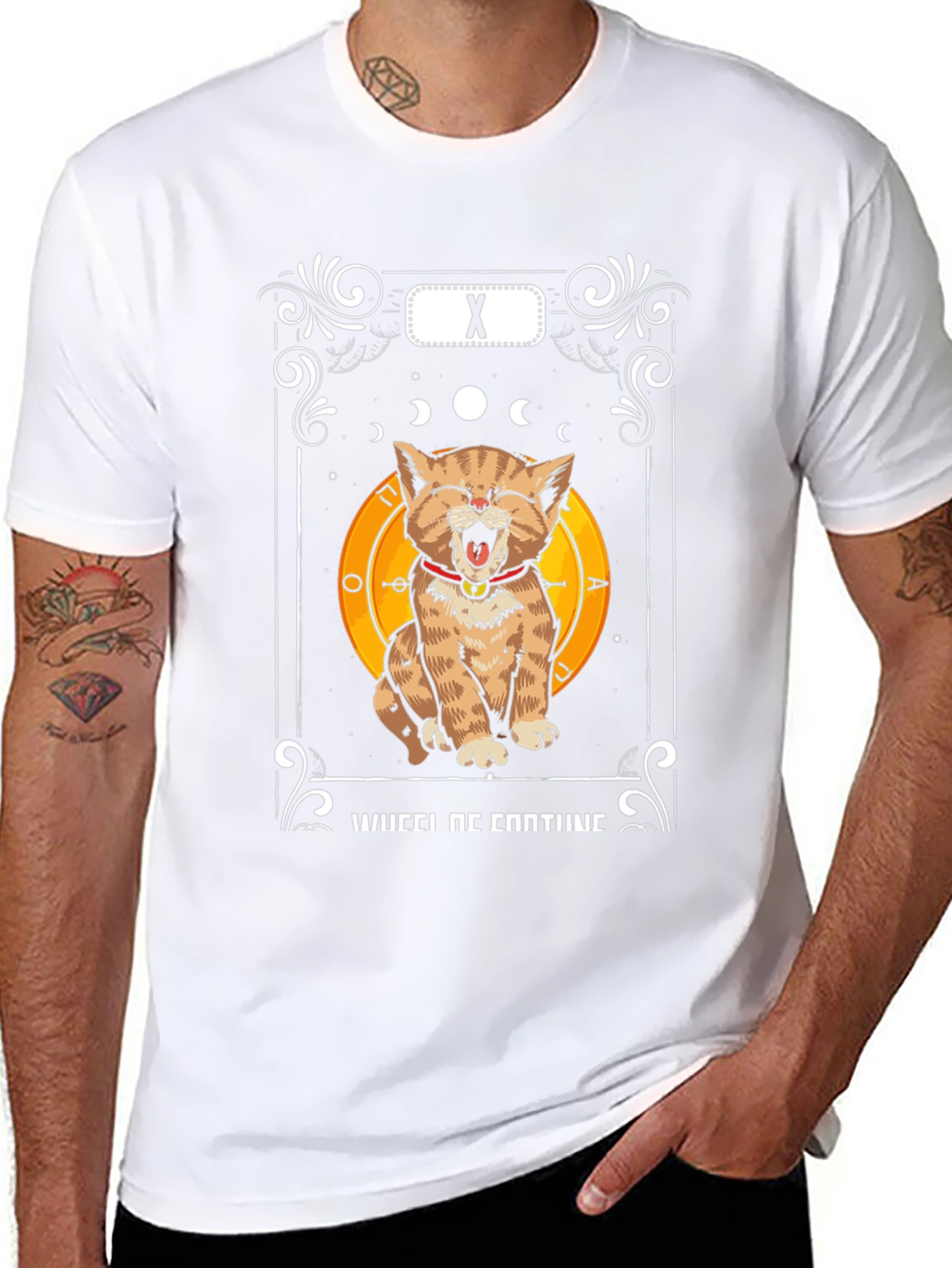 Funny Cat Tarot Card Wheel of Fortune T-Shirt