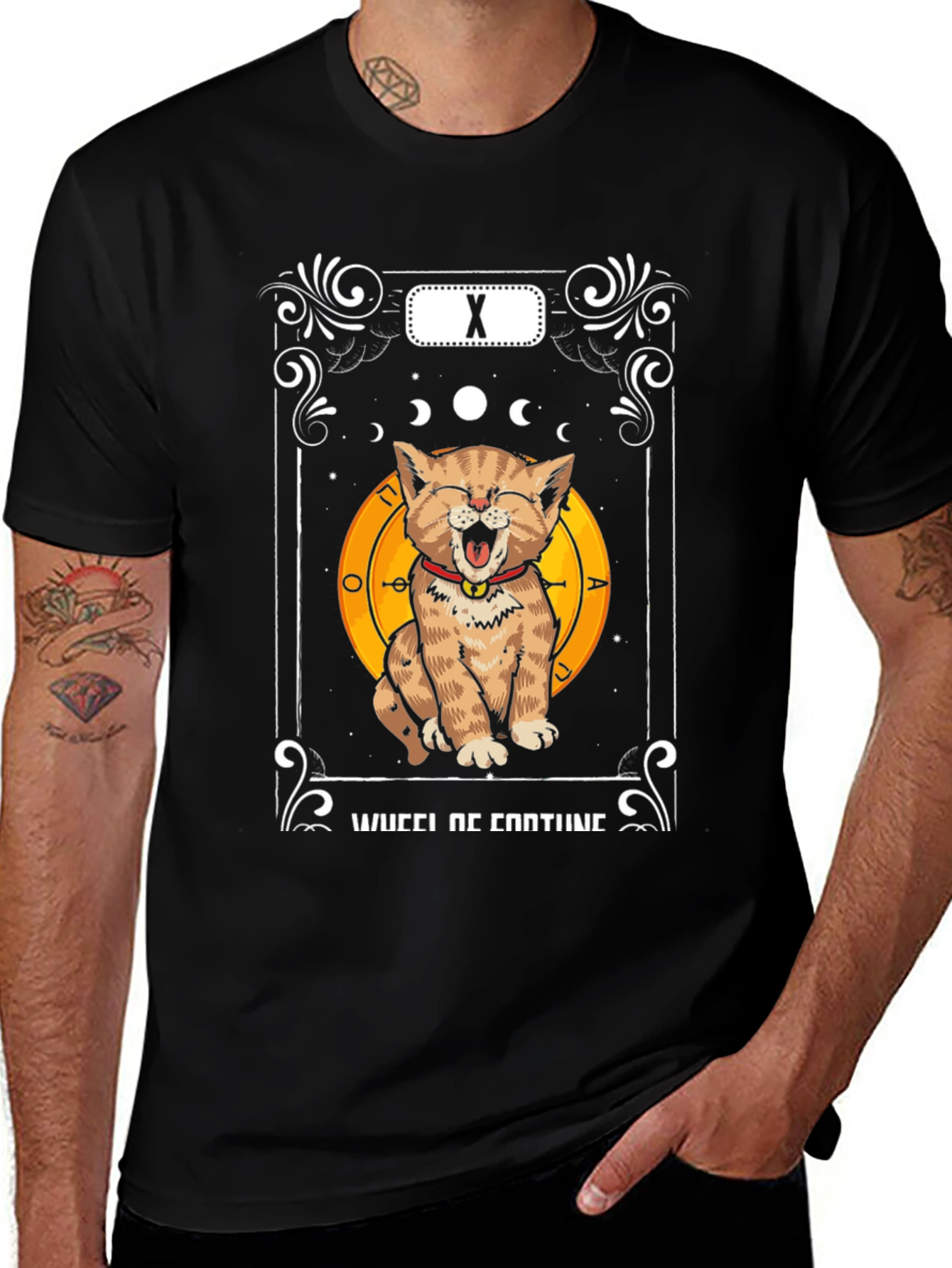 Funny Cat Tarot Card Wheel of Fortune T-Shirt