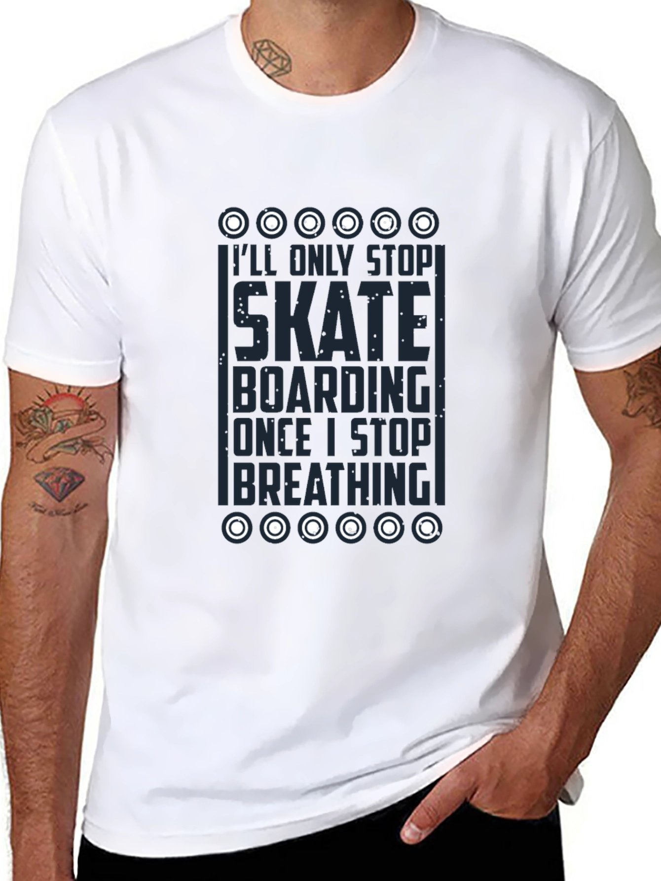 Skateboarding Graphic Print T-Shirt - Black