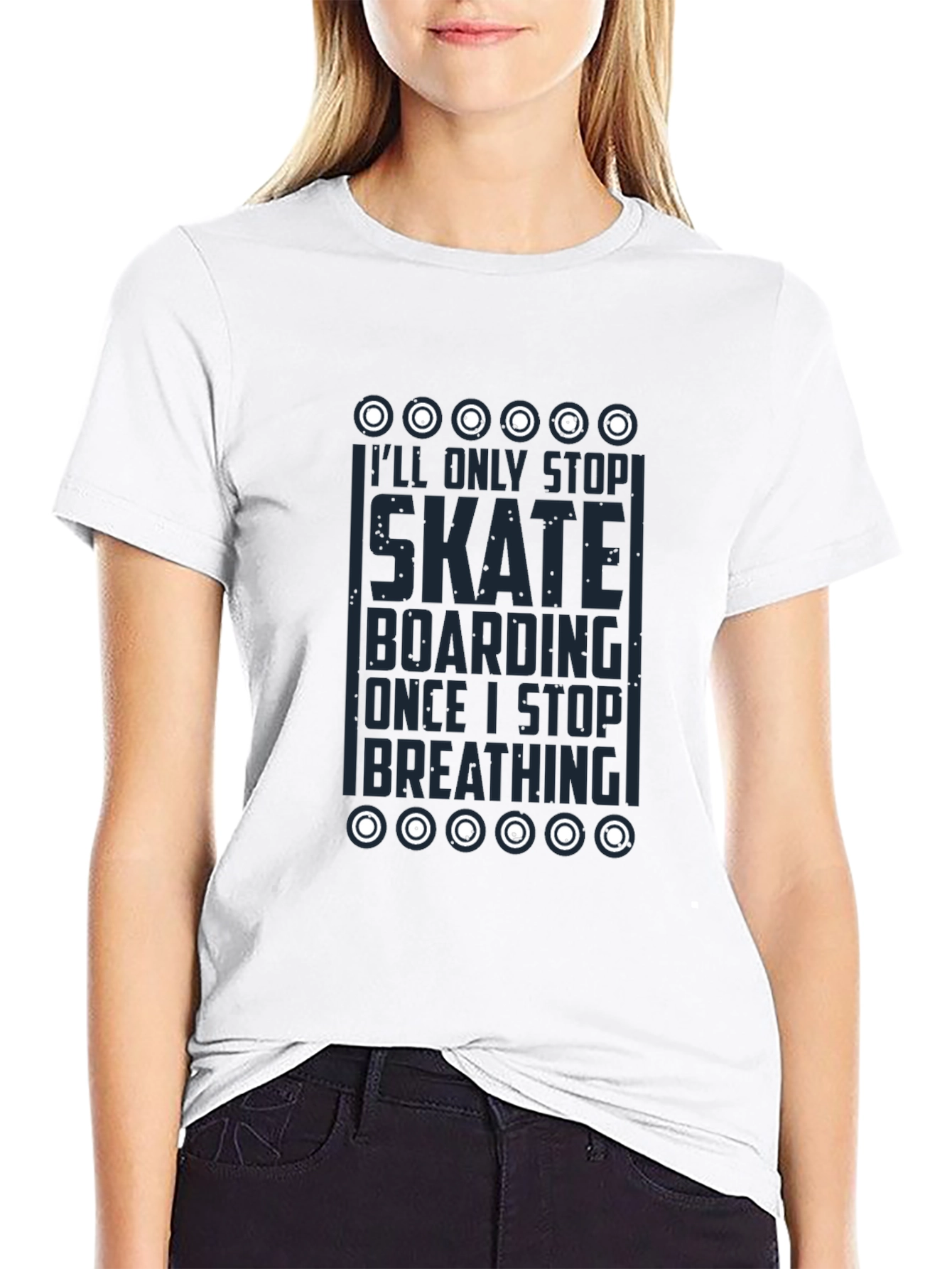 Skateboarding Graphic Print T-Shirt - Black