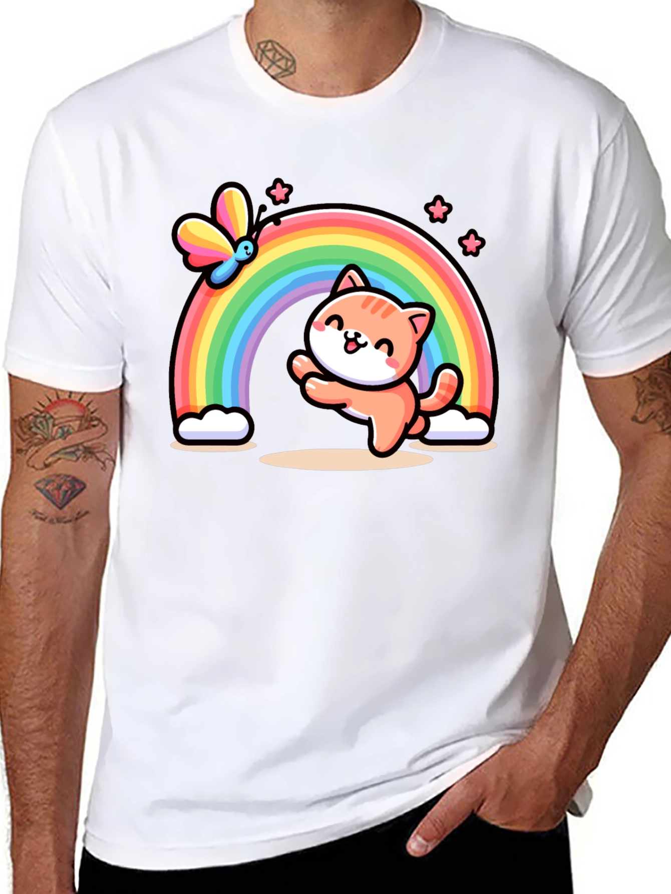 Cat Rainbow Graphic T-Shirt