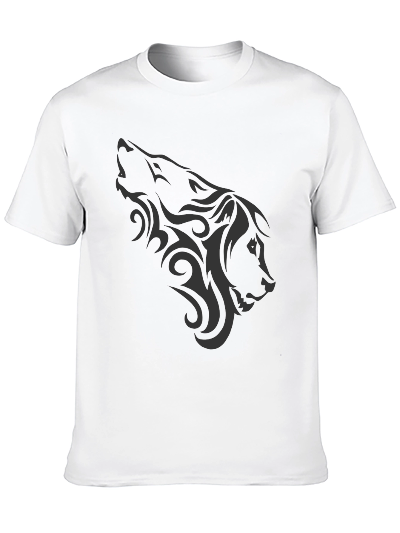 Black Wolf Tribal Graphic Tee - Mens Casual Style