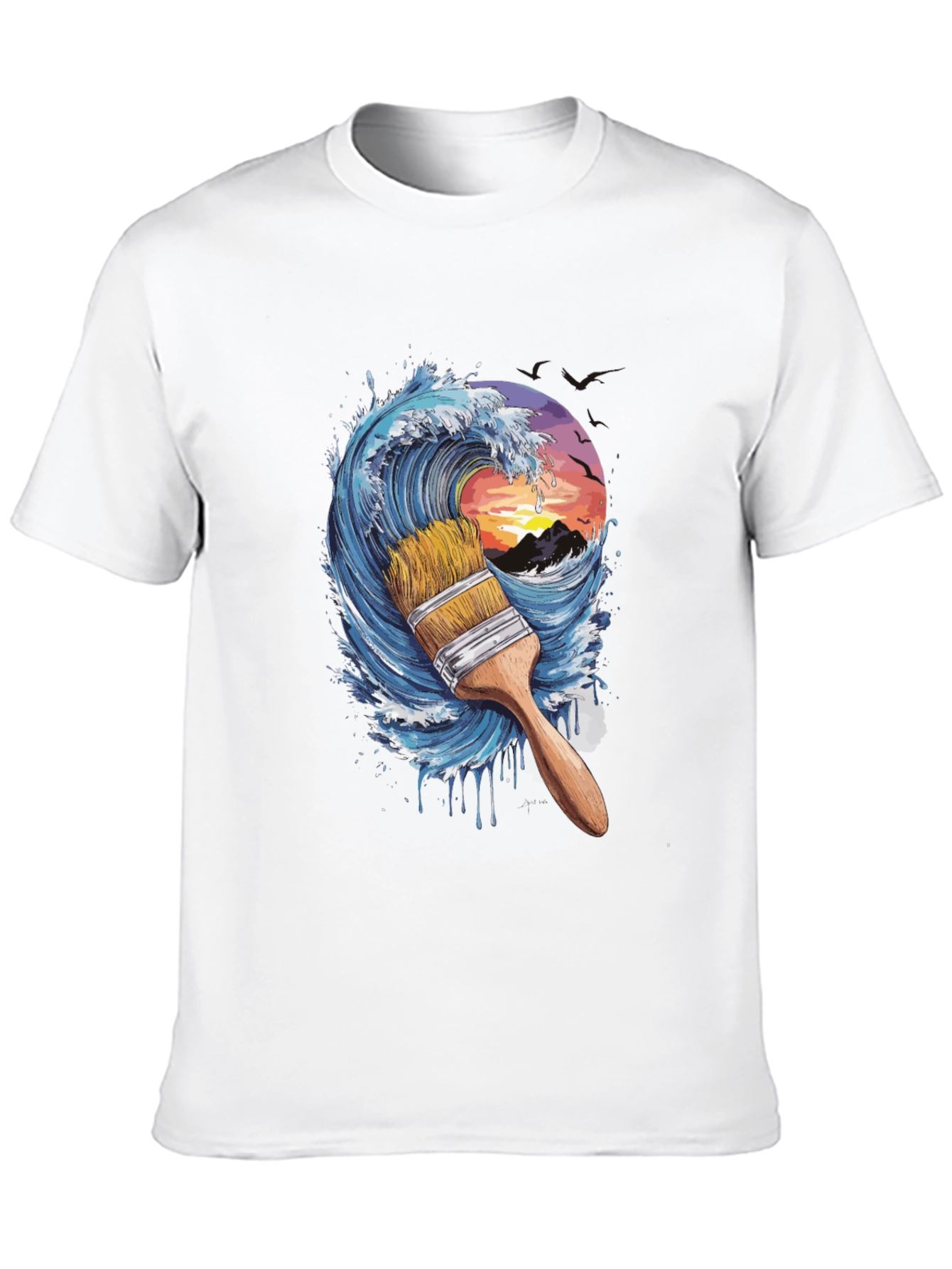 Wave Paintbrush Black Graphic Tee