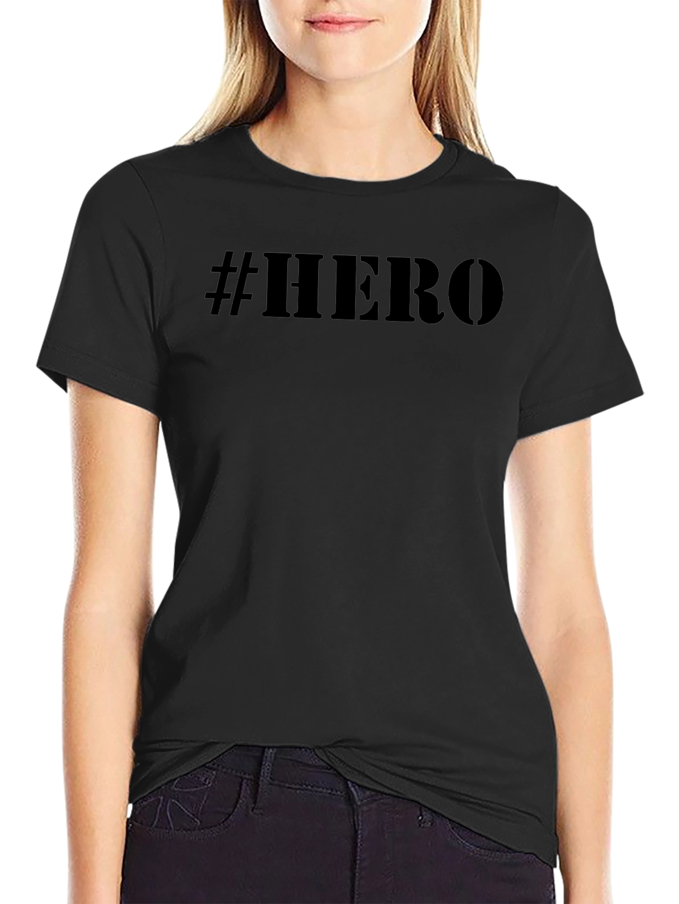 #Hero Black Graphic Print T-Shirt - Mens Casual Tee
