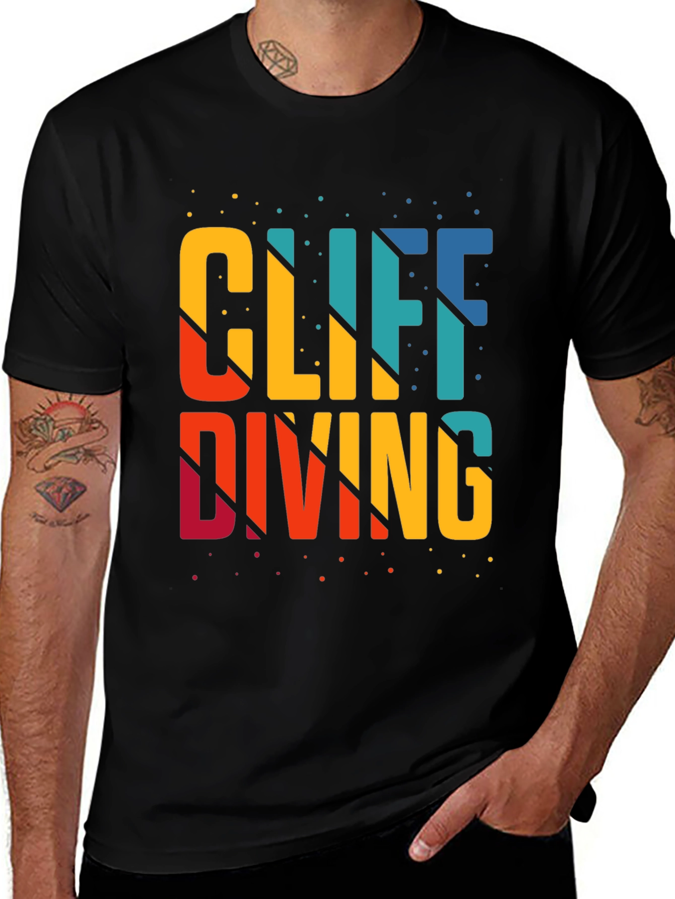 Cliff Diving Graphic T-Shirt - Black Tee