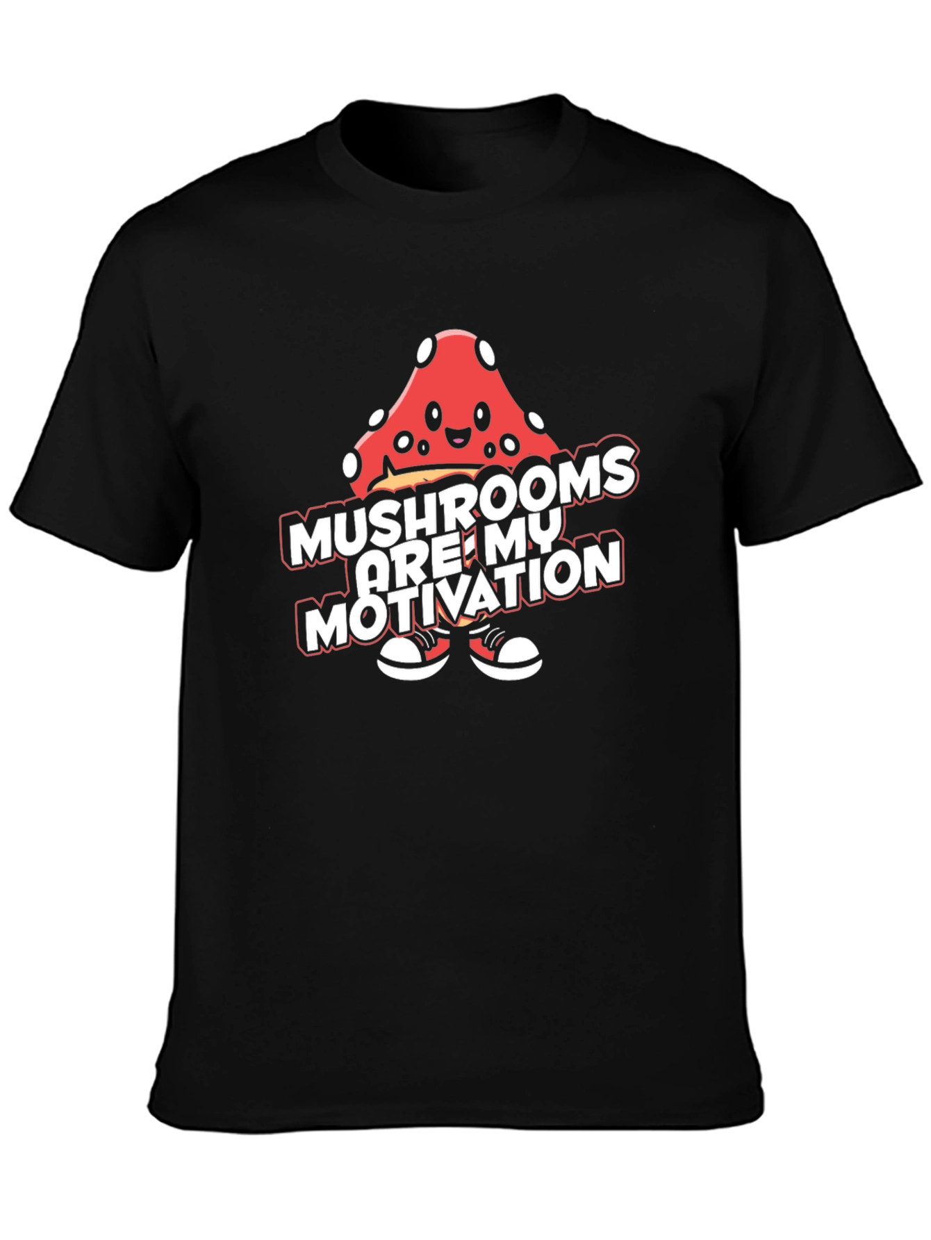 Mushroom Motivation Tee - Black Graphic T-Shirt