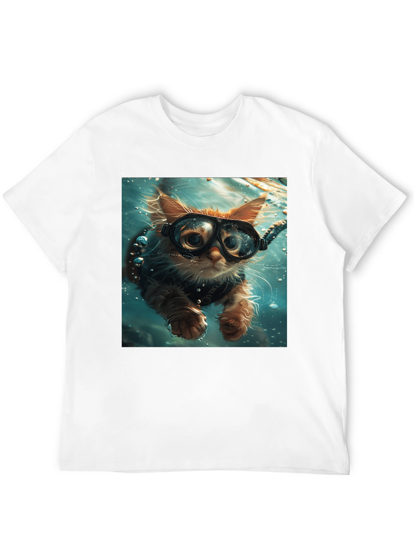 Diving Cat T-Shirt - Novelty Graphic Tee