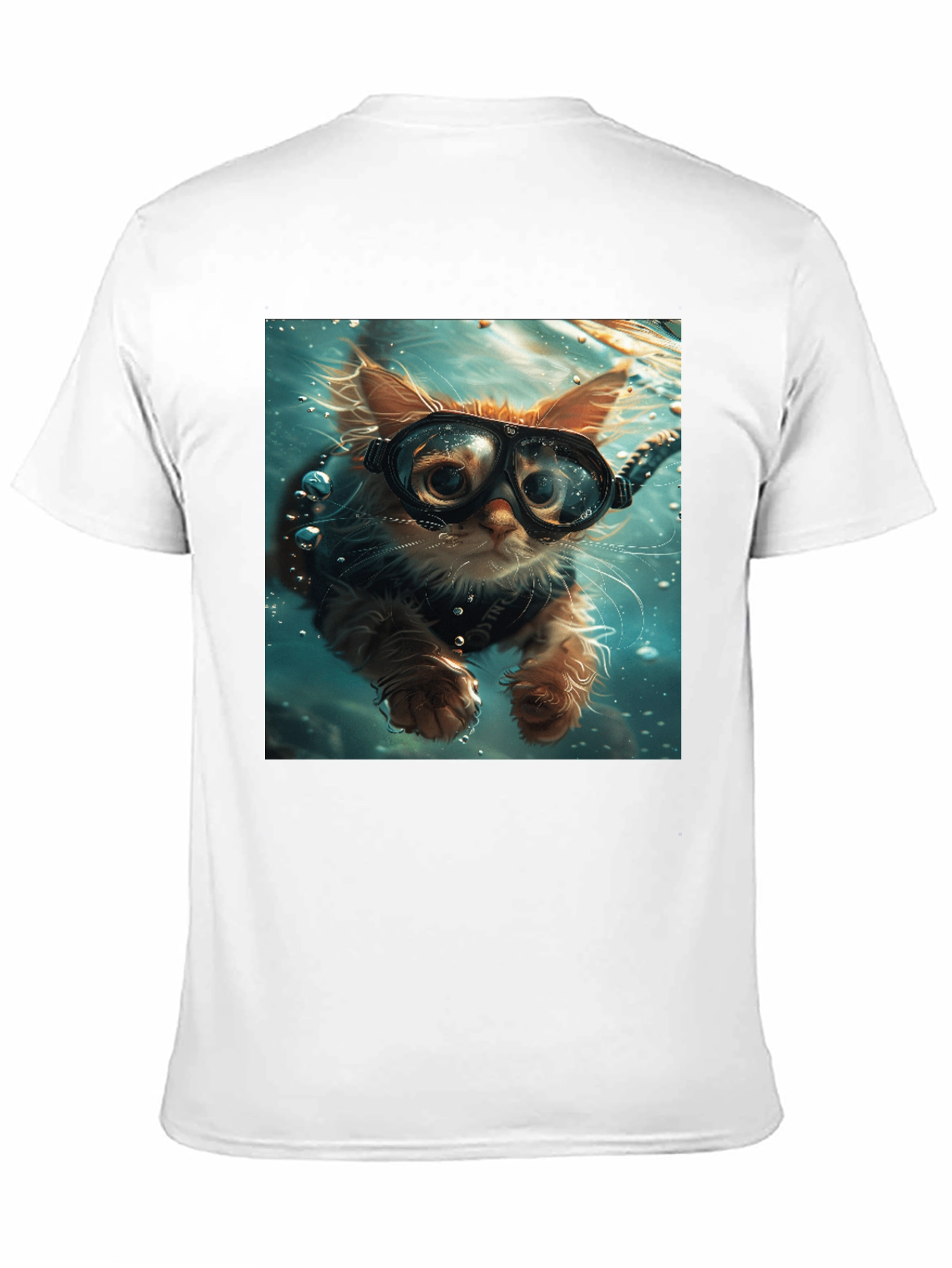Diving Cat T-Shirt - Novelty Graphic Tee