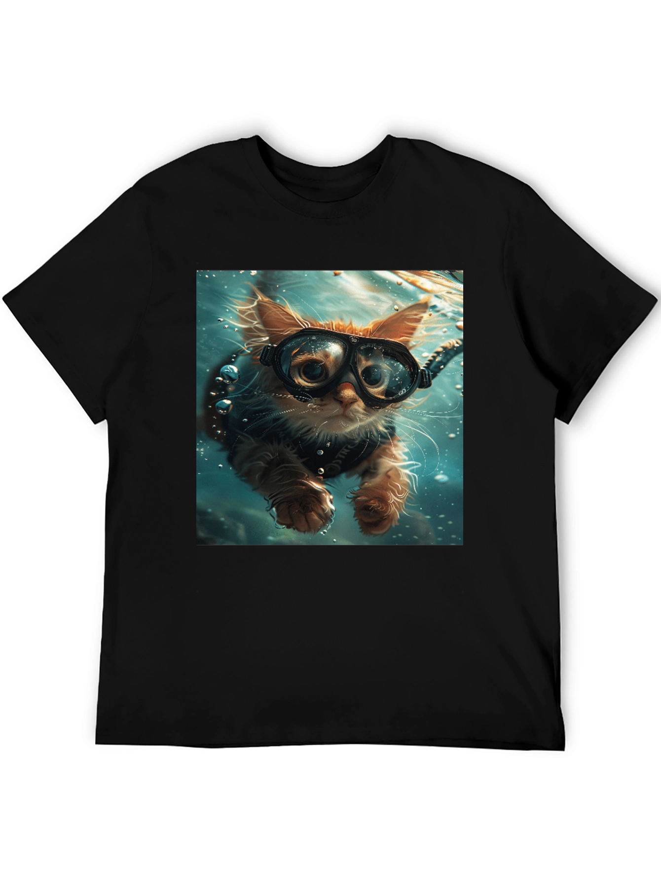 Diving Cat T-Shirt - Novelty Graphic Tee