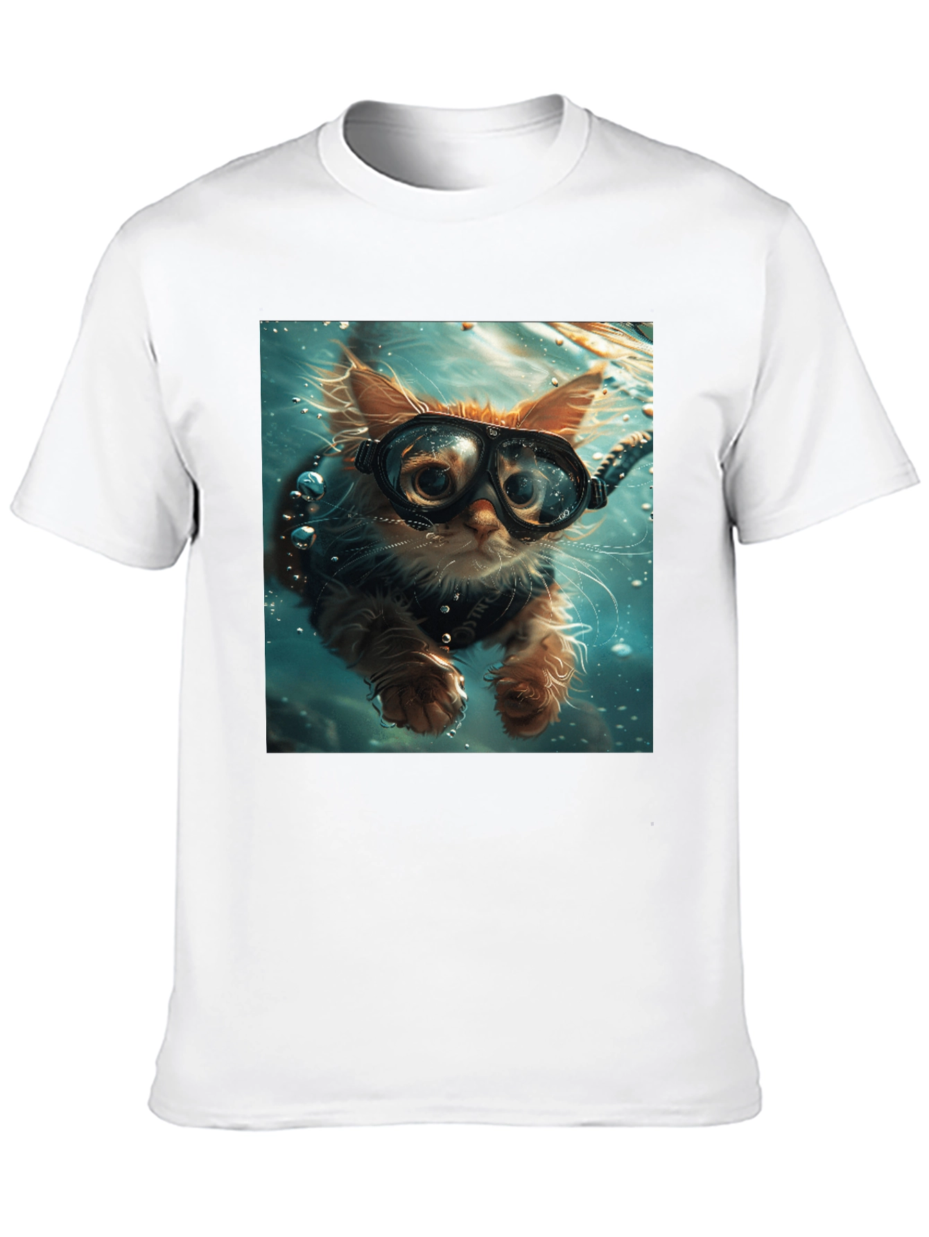 Diving Cat T-Shirt - Novelty Graphic Tee
