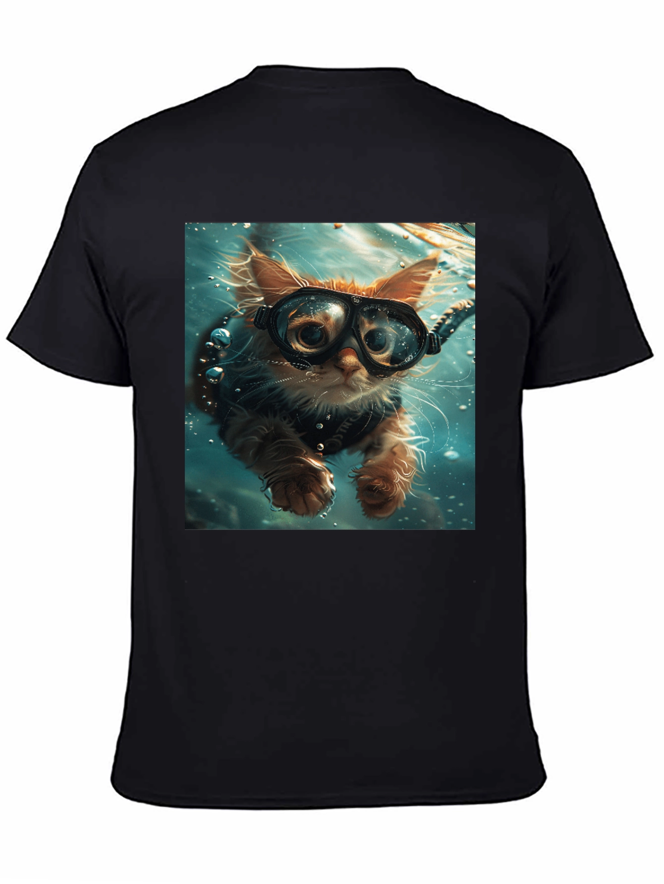 Diving Cat T-Shirt - Novelty Graphic Tee