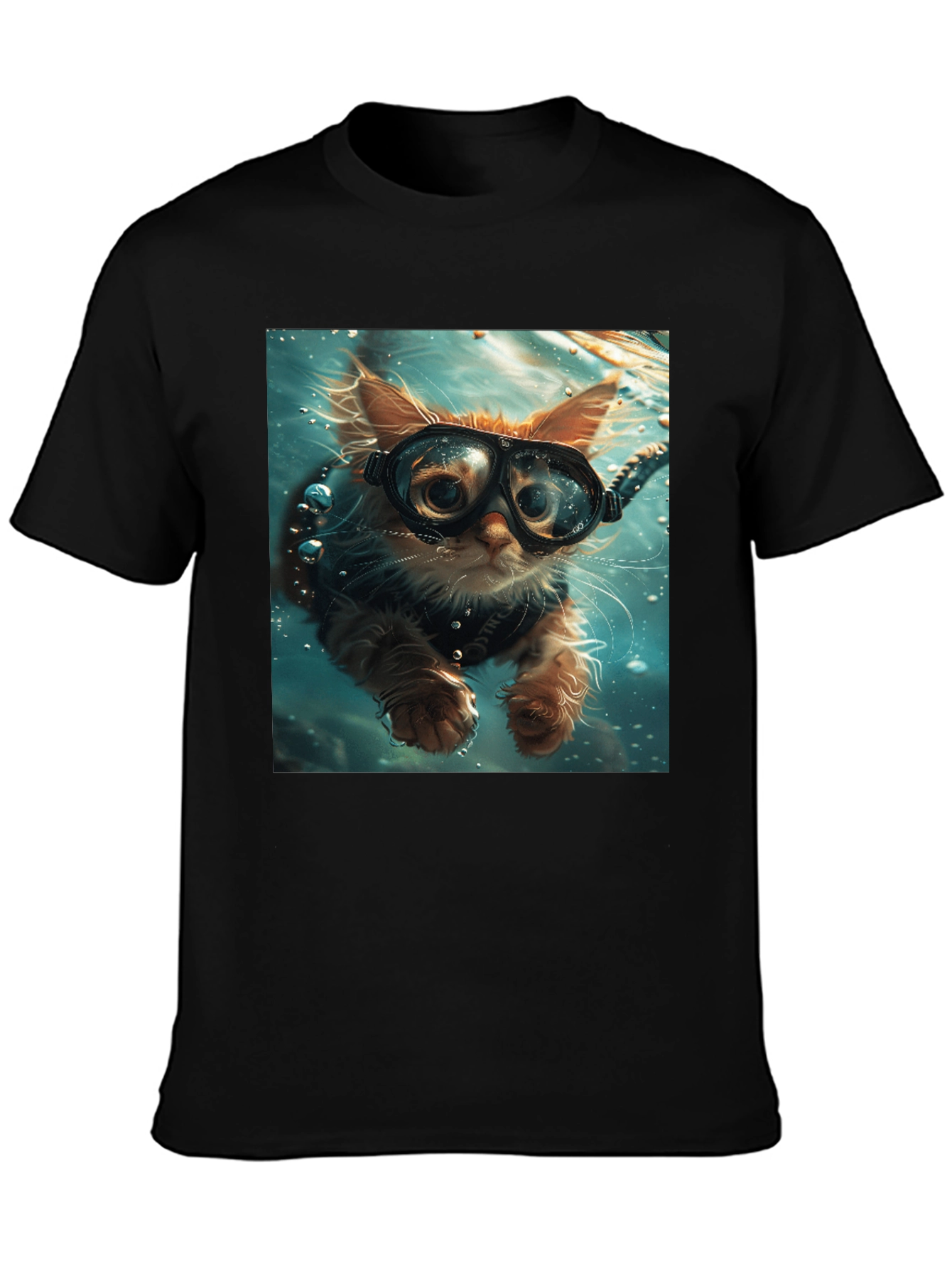Diving Cat T-Shirt - Novelty Graphic Tee