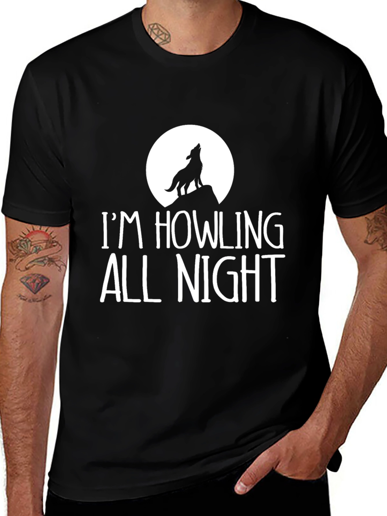 Howling All Night Graphic Tee - Black