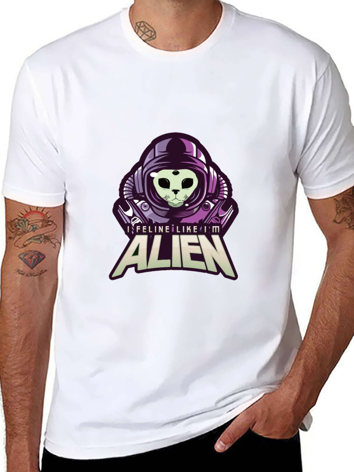 Feline Like Im Alien Black Graphic Tee