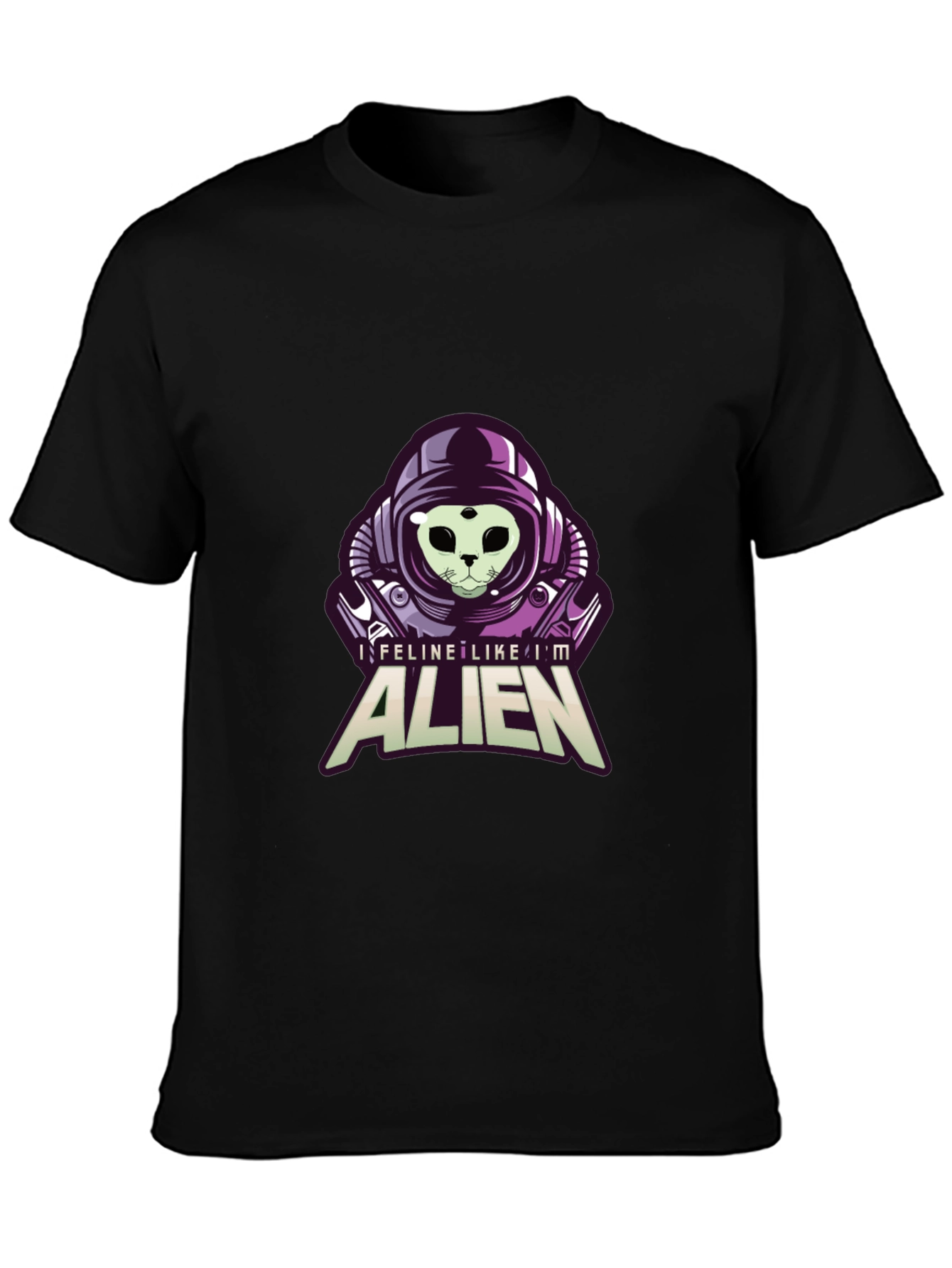 Feline Like Im Alien Black Graphic Tee