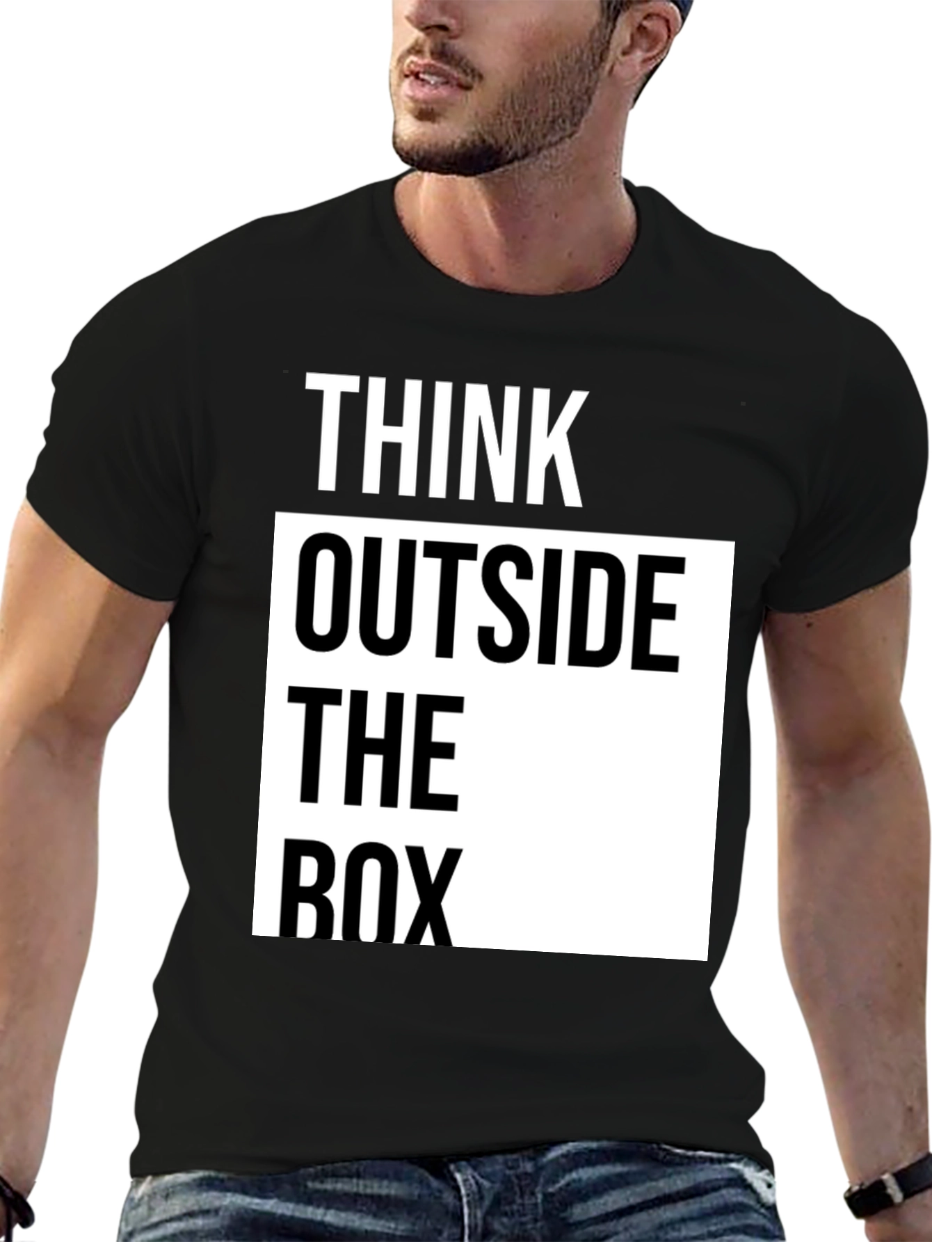 Think Outside the Box Graphic T-Shirt - Black