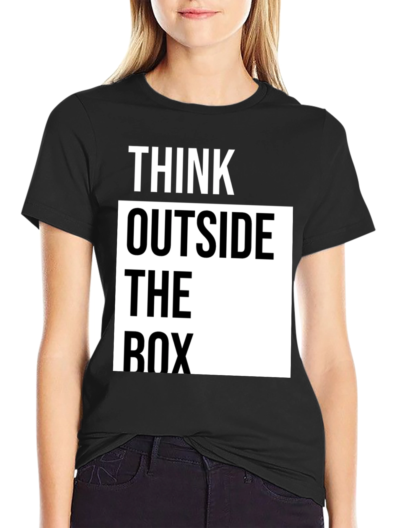 Think Outside the Box Graphic T-Shirt - Black