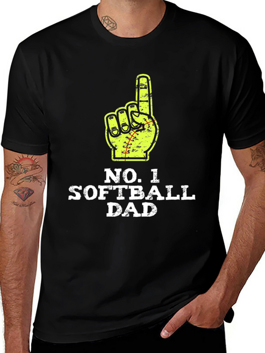 No. 1 Softball Dad T-Shirt - Gift for Dad
