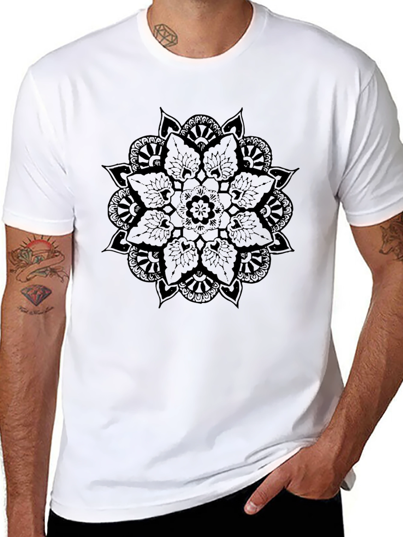 Mandala Print Black T-Shirt - Stylish Casual Wear